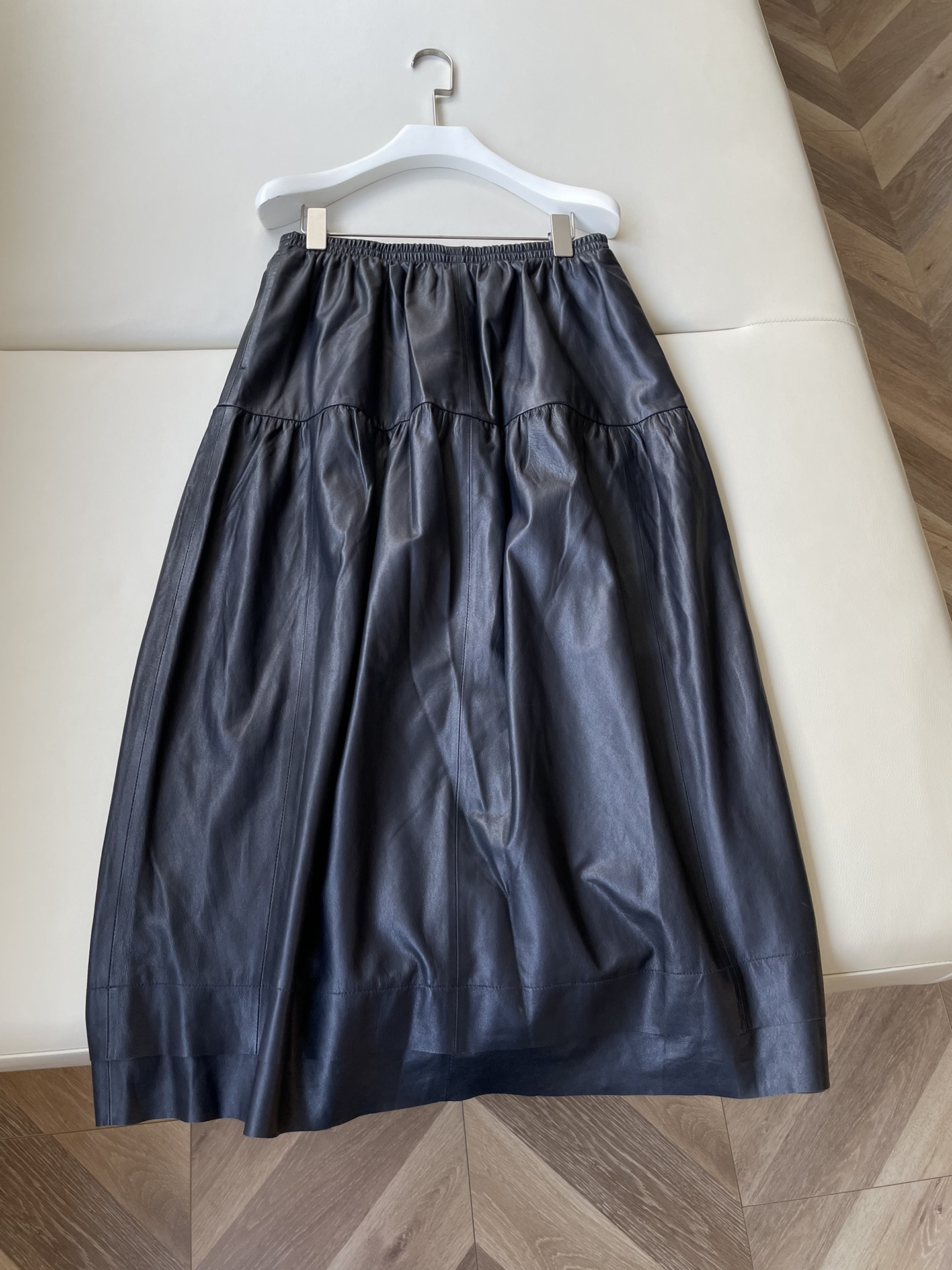 Soft Leather Dress in Tibetan Blue: Elegant, Natural Contours, Graceful, Unique Texture