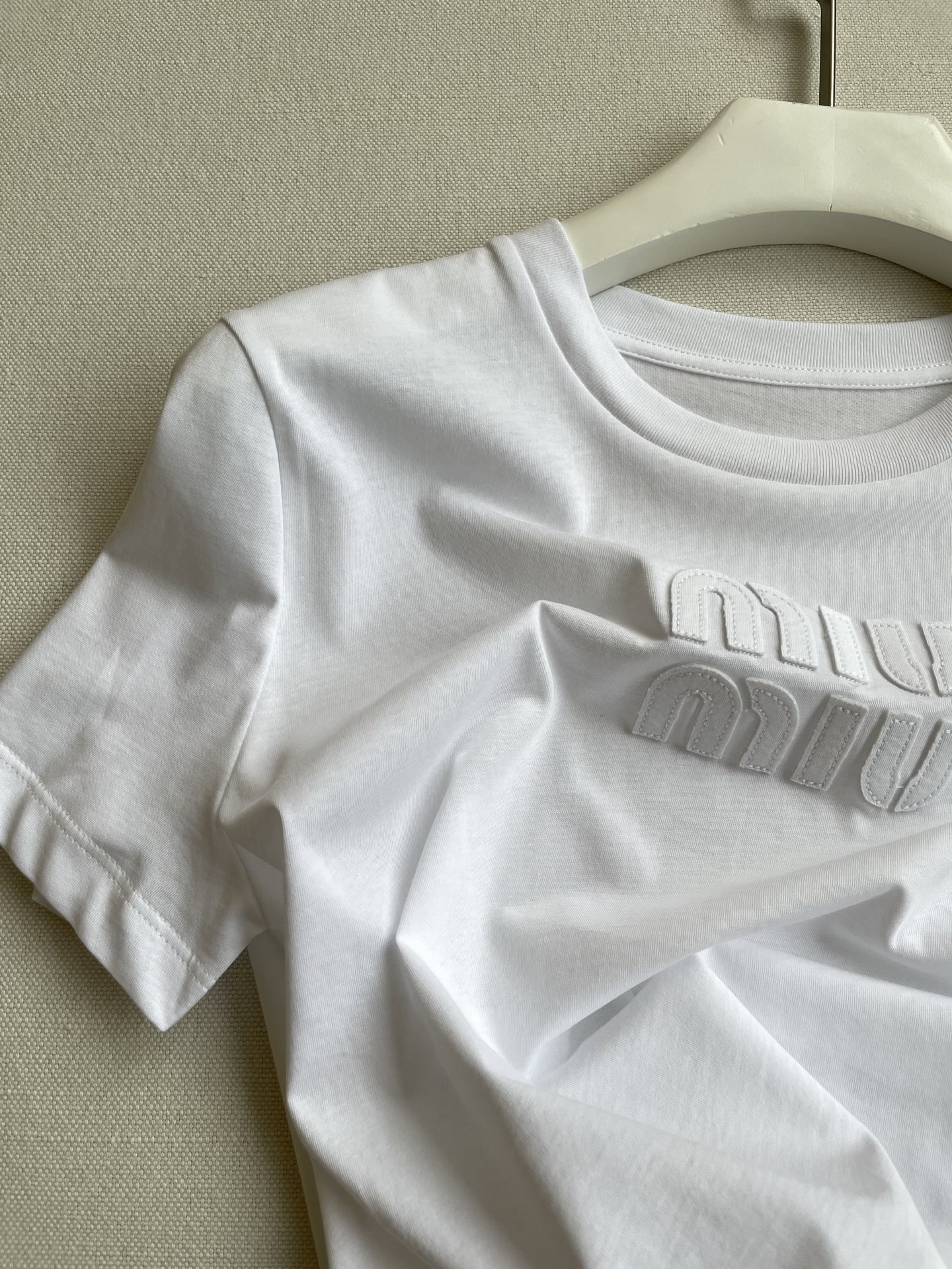 Miu Inspired Crew Neck T-Shirt with Embroidered Letter Patches - Casual Chic 4 i1748533593075 1249 0 2