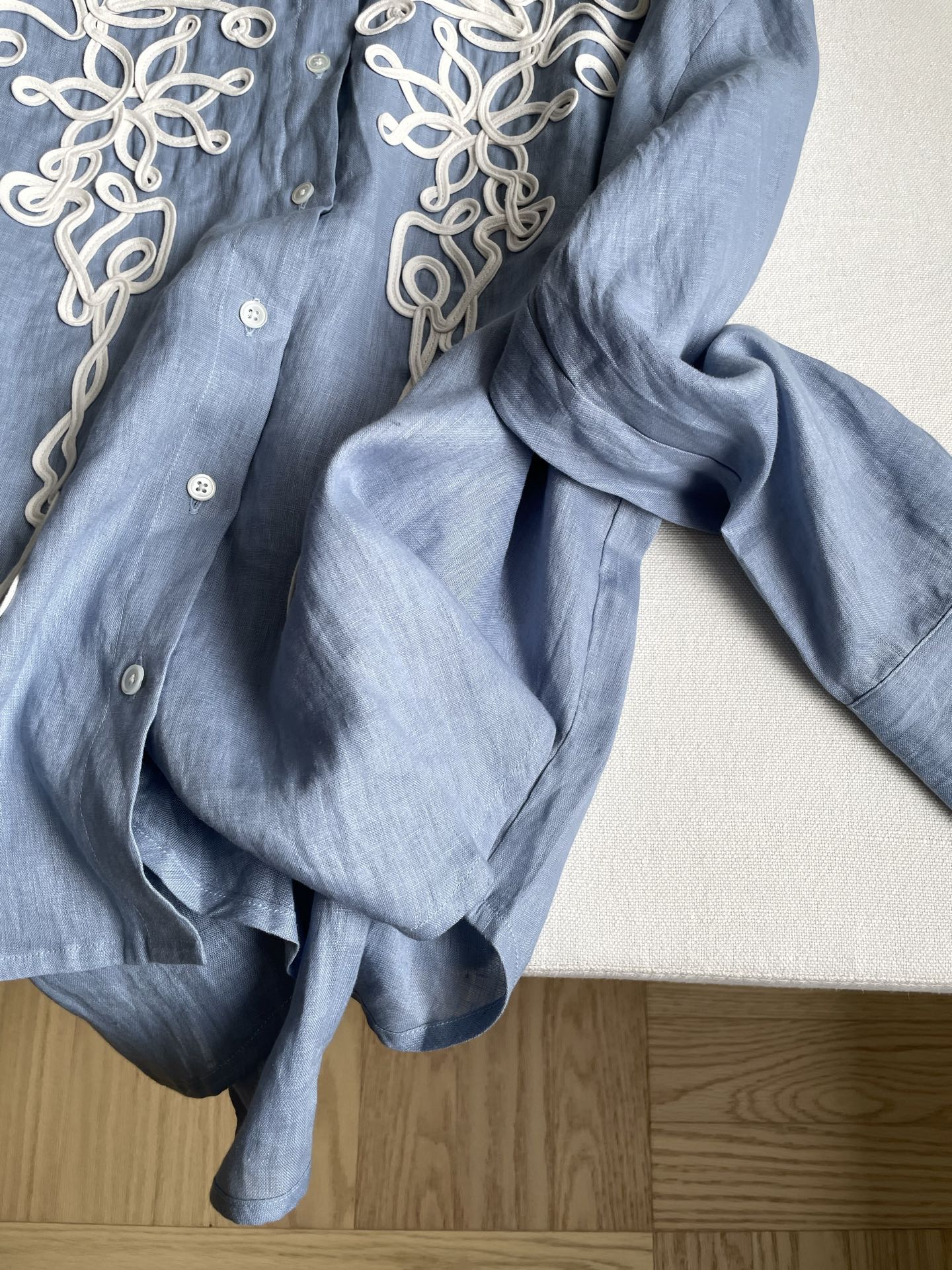 Elegant Light Blue Linen Shirt with Embroidered Details - French Holiday Style 7 i1748534750056 8683 0 5
