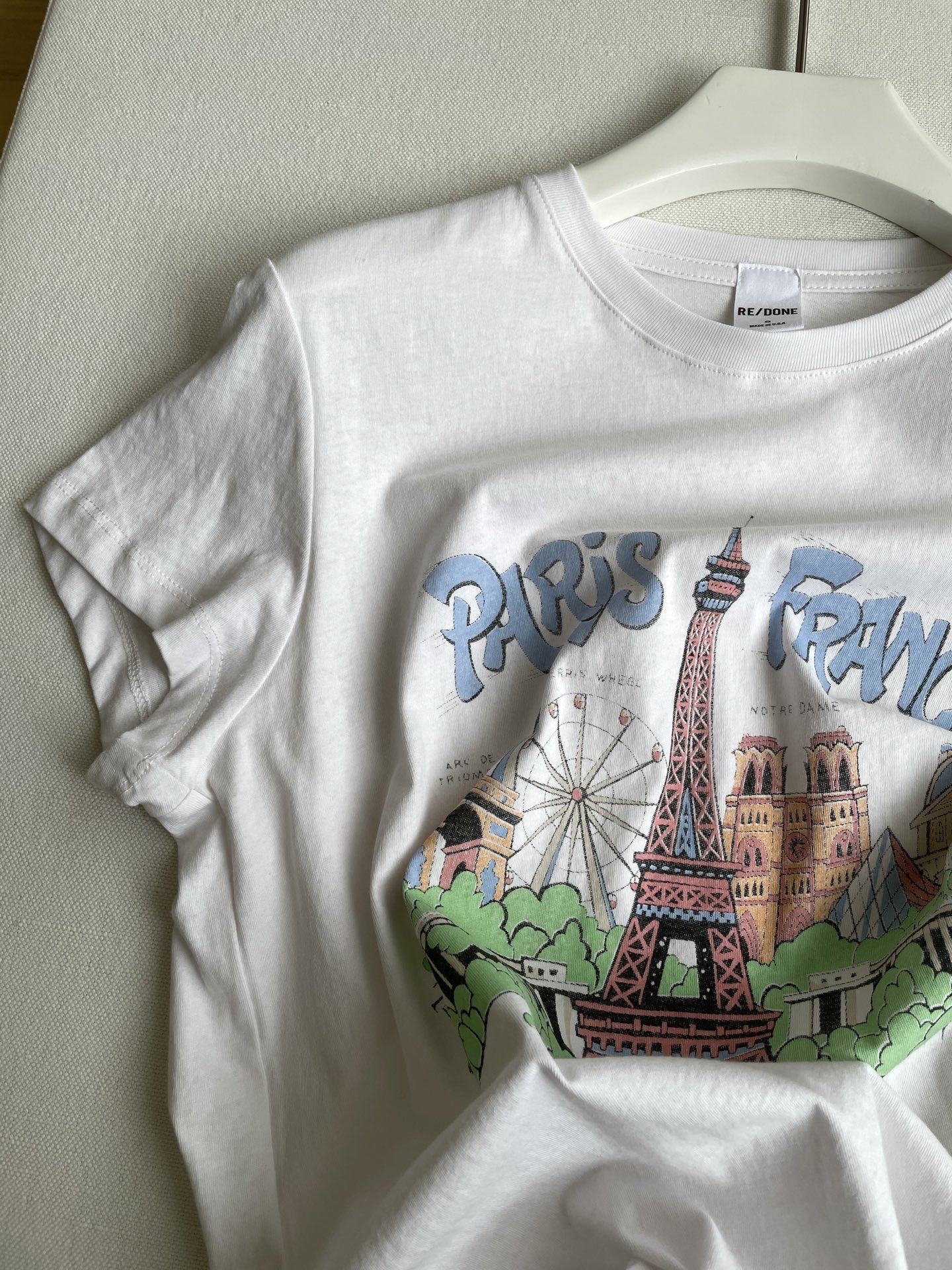 Re Done Eiffel Tower Print Tee - Vintage Style Short Sleeve Top 3 i1748571875274 683 0 1