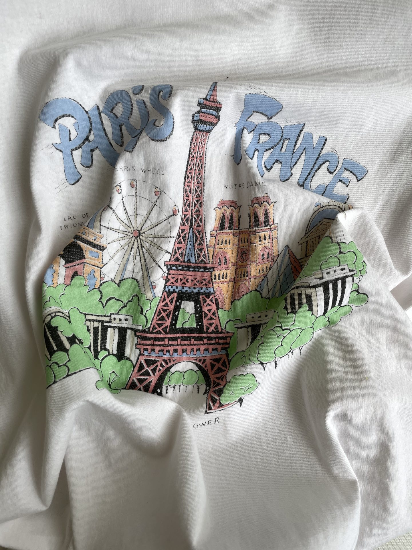 Re Done Eiffel Tower Print Tee - Vintage Style Short Sleeve Top 4 i1748571875313 454 0 2
