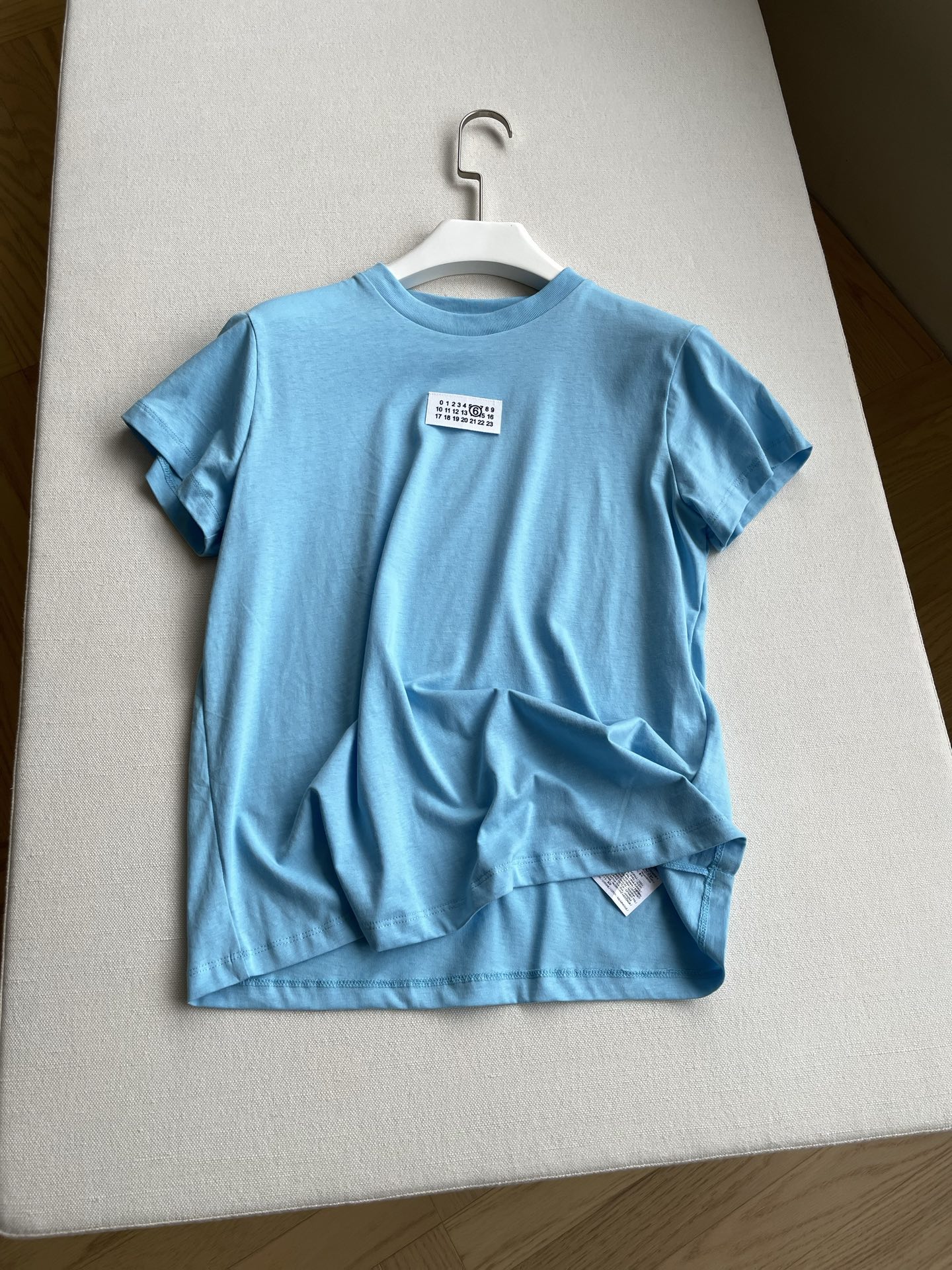 MM6Maison Margiela T-shirt Package in Blue Brown, Size SML, with Tunneled Cotton Fabric