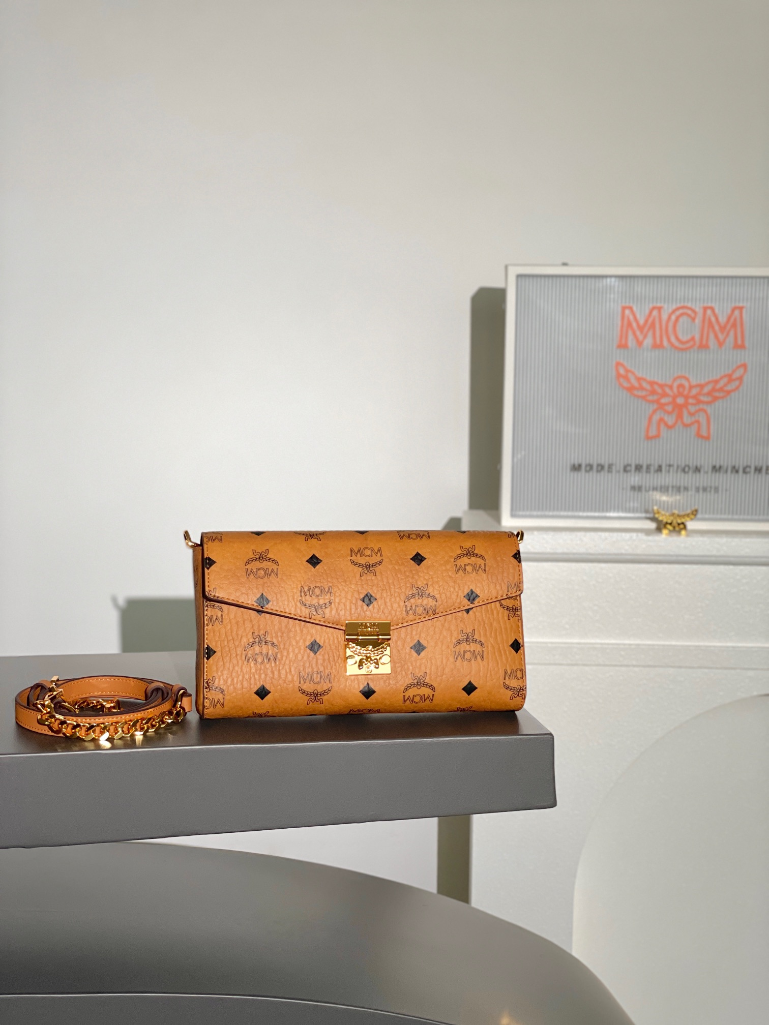 MCM Crossbody & Shoulder Bags Brown Chains