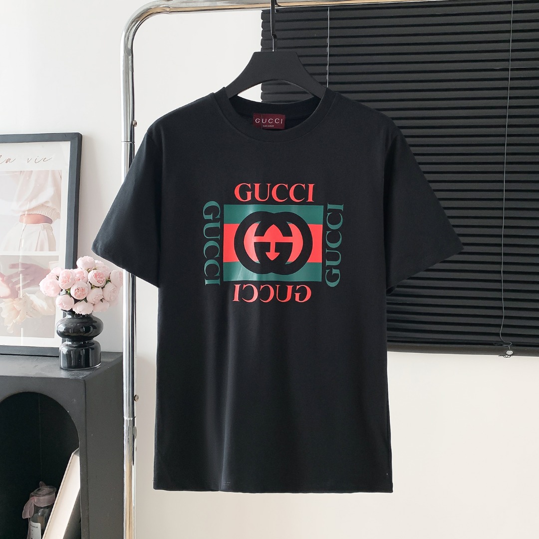 Modelo: D711 P70 Camiseta de manga corta con logo impreso GUCCl, logo exquisito, tela original, mismo estilo oficial, c…