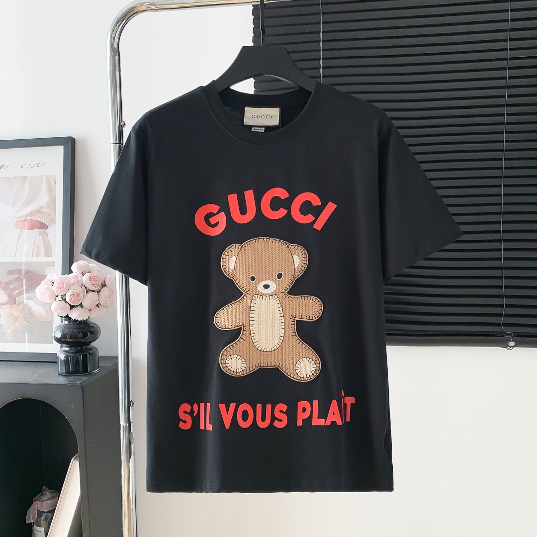 Modelo: D716 P85 Camiseta de manga corta GUCCl Gucci con logo bordado. Logo exquisito, tejido original, mismo estilo of…