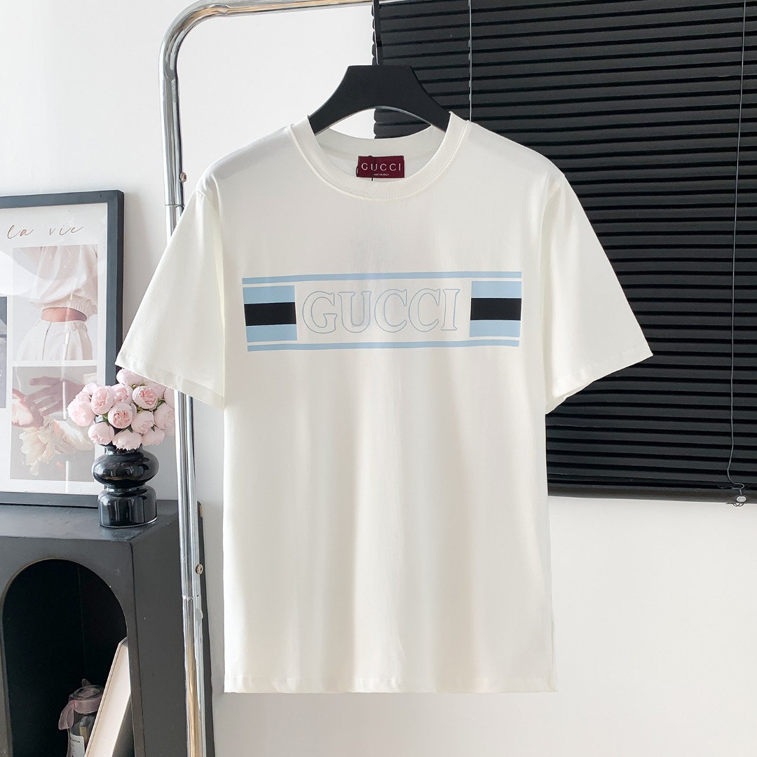 Modelo: D717 P70 Camiseta de manga corta GUCCl Gucci con logo impreso. Logo exquisito, tejido original, mismo estilo of…
