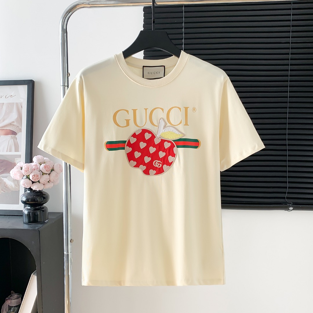 N.º de modelo: D725 P85 GUCCl Gucci camiseta de manga corta con logo bordado. Logo exquisito, tela original, mismo mode…