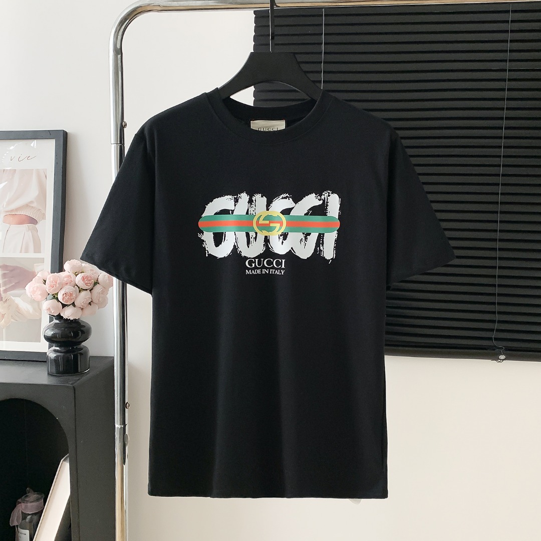 N.º de modelo: D727 P70 GUCCl Gucci camiseta de manga corta con logo estampado. Logo exquisito, tela original, mismo mo…