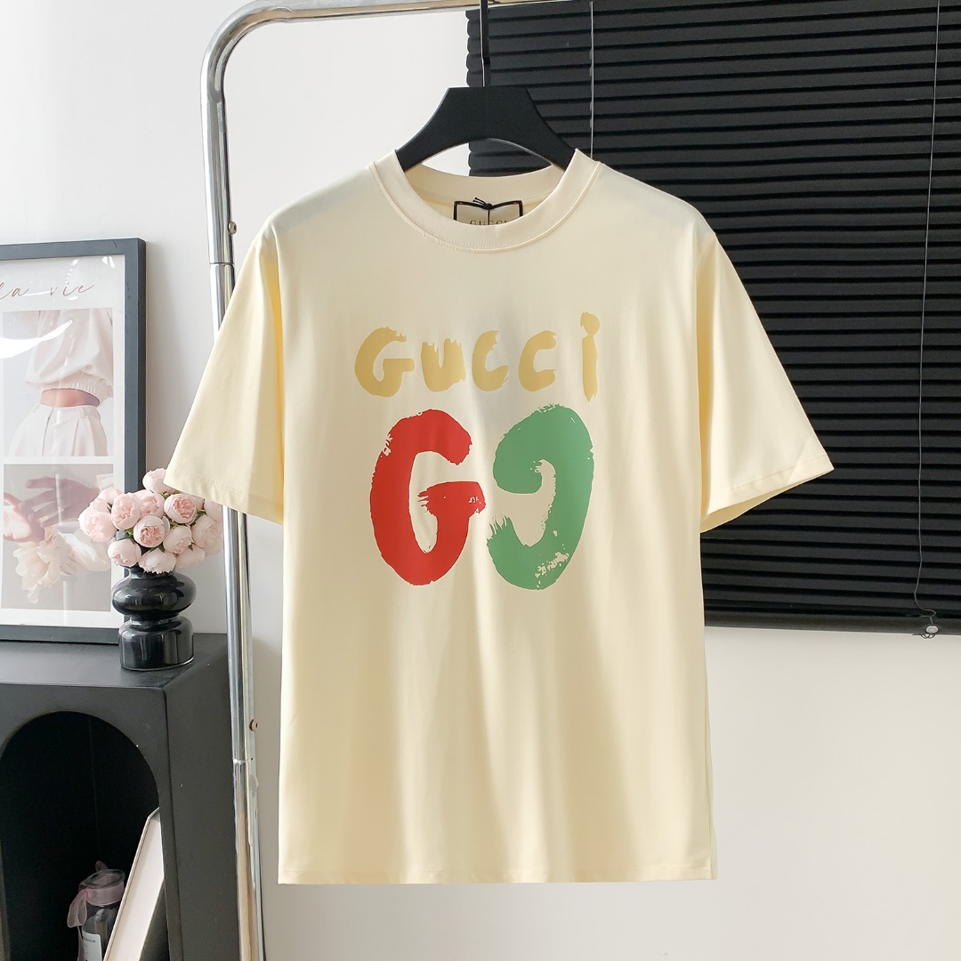 N.º de modelo: D728 P70 GUCCl Gucci camiseta de manga corta con logo estampado. Logo exquisito, tela original, mismo mo…