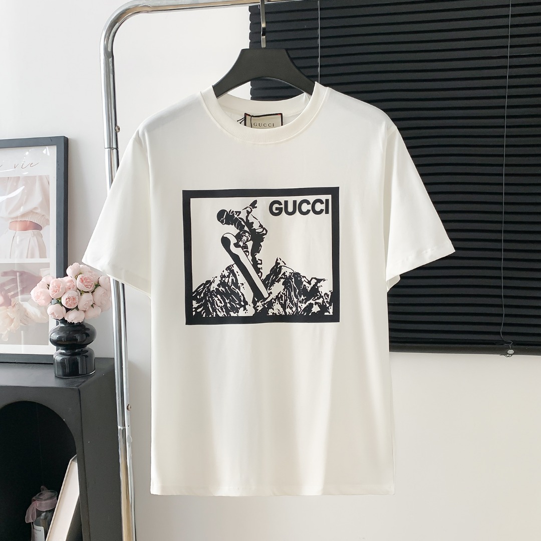 N.º de modelo: D729 P70 GUCCl Gucci camiseta de manga corta con logo estampado. Logo exquisito, tela original, mismo mo…