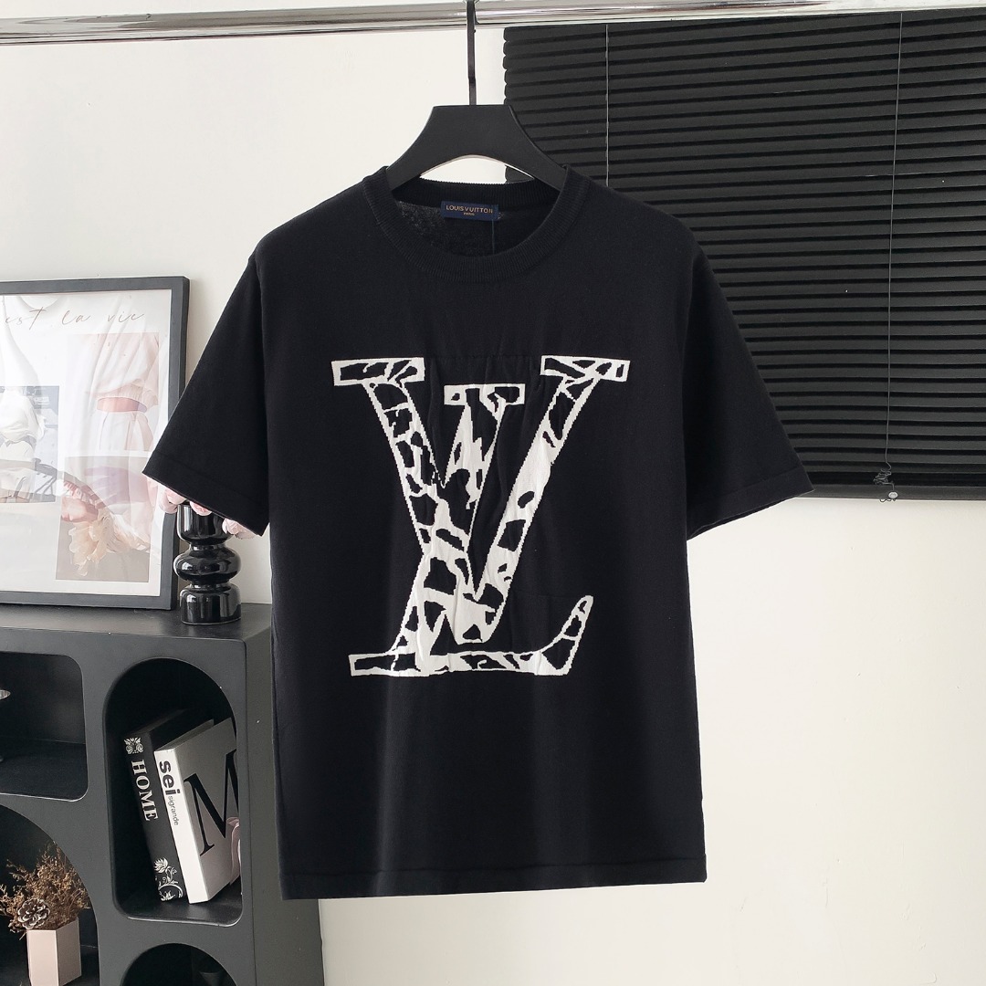 P85 Louis Vuitton / Louis Vuitton lv logo manga corta primavera y verano ¡último modelo! ¡Telas importadas italianas de…