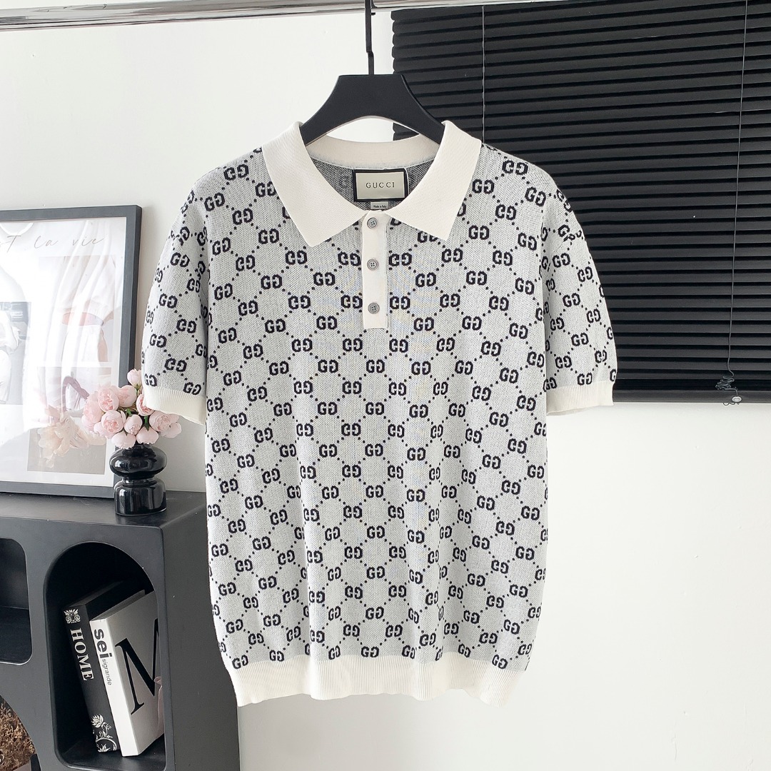 Modelo: M139 P105 Suéter polo de manga corta GUCCl, ¡última novedad de primavera y verano! Tela importada italiana de a…