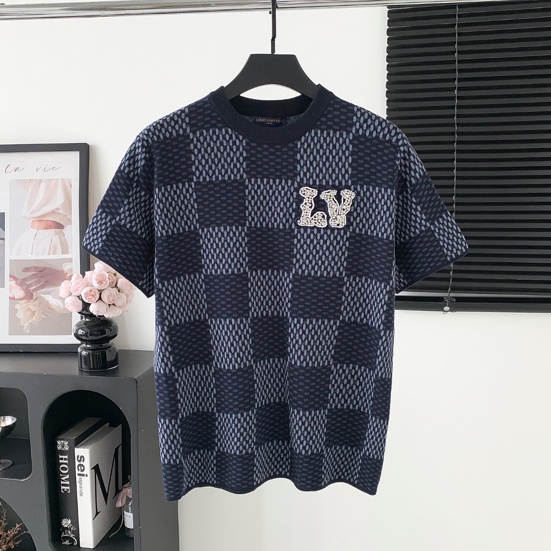 P100 Louis Vuitton / Louis Vuitton LV logo manga corta primavera y verano ¡último modelo! ¡Telas importadas italianas d…