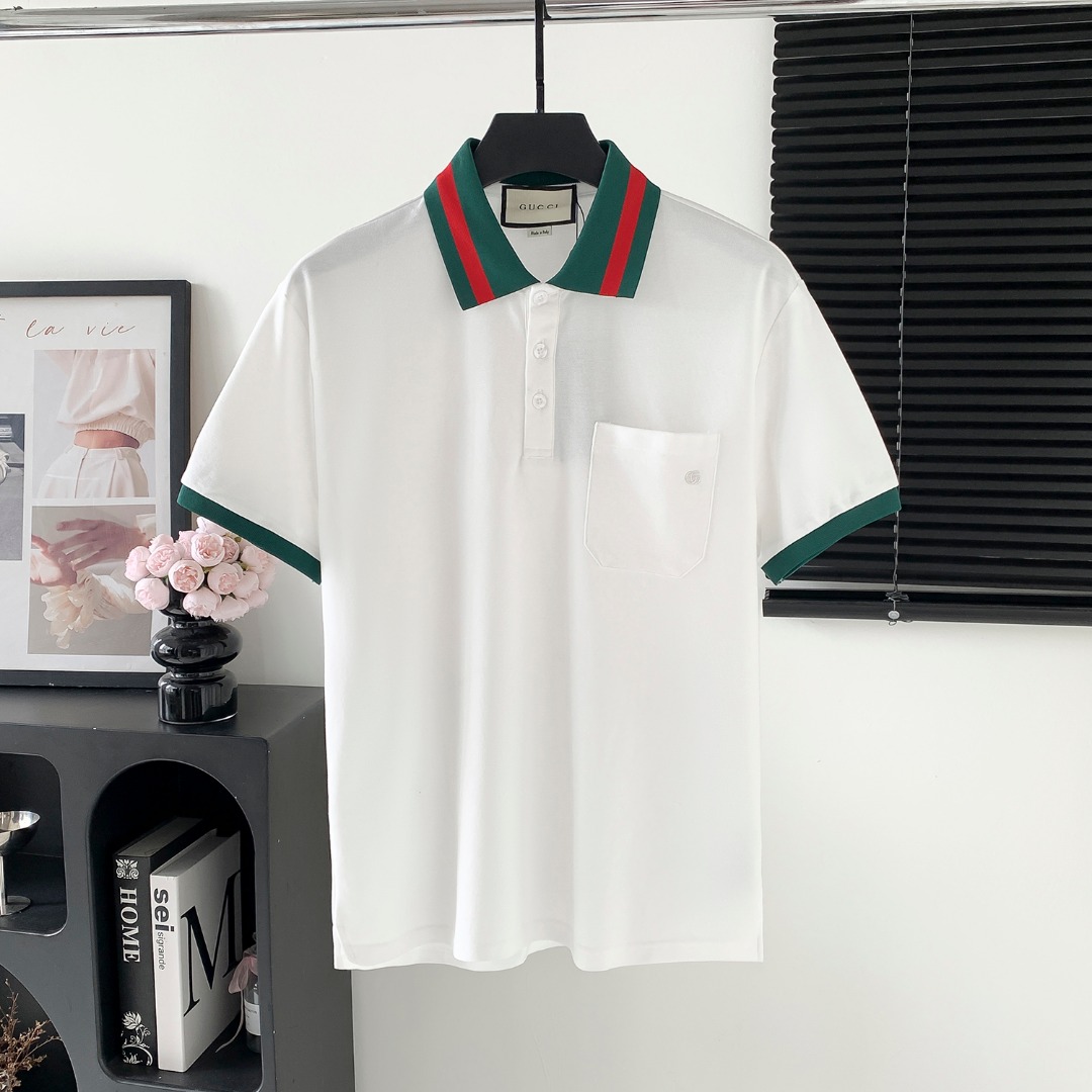 Modelo: M160 P100 Polo de manga corta con logo GUCCl, logo exquisito, tela original, mismo estilo oficial, camiseta pol…