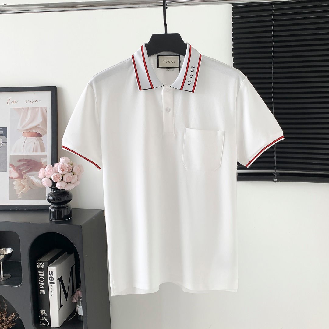 Modelo: M162 P100 Polo de manga corta con logo GUCCl, logo exquisito, tela original, mismo estilo oficial, camiseta pol…
