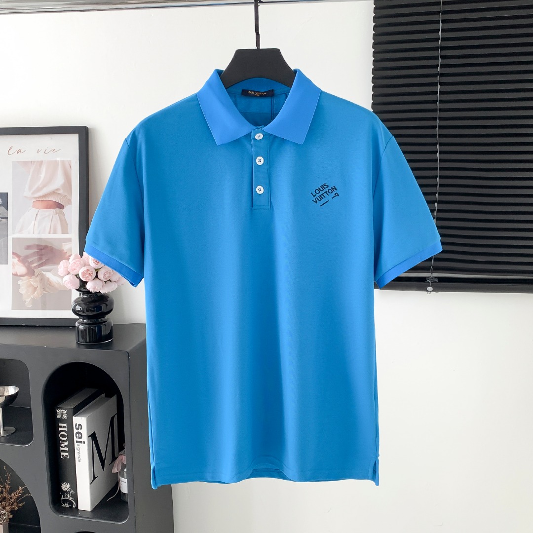 P90 Louis Vuitton/Louis Vuitton lv logo POLO de manga corta El logotipo del logotipo es exquisito Tela original Camisa …