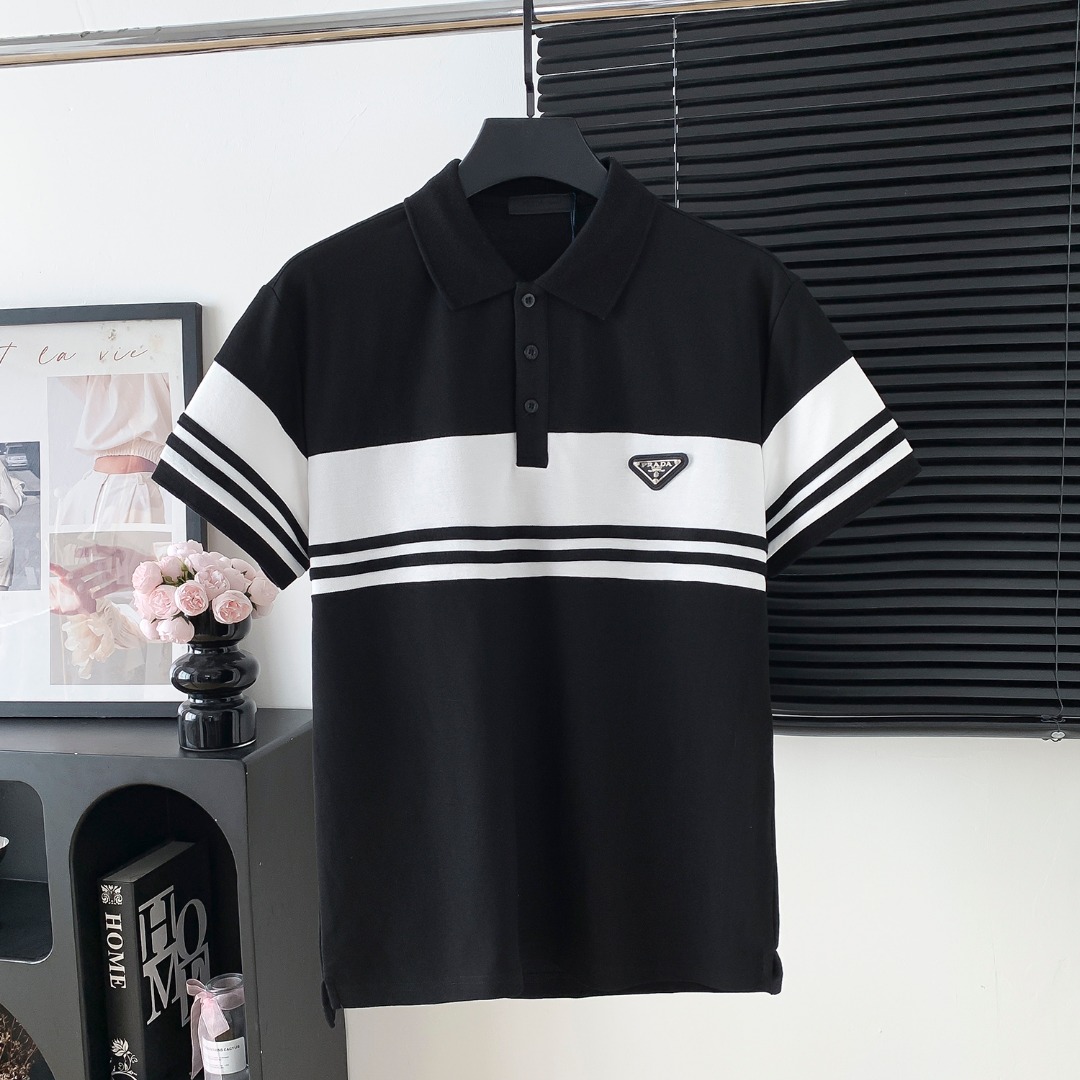 Número de estilo: M173 P105 POLO con logo de PRADA de manga corta El logo del logo es exquisito Tela original Camisa PO…