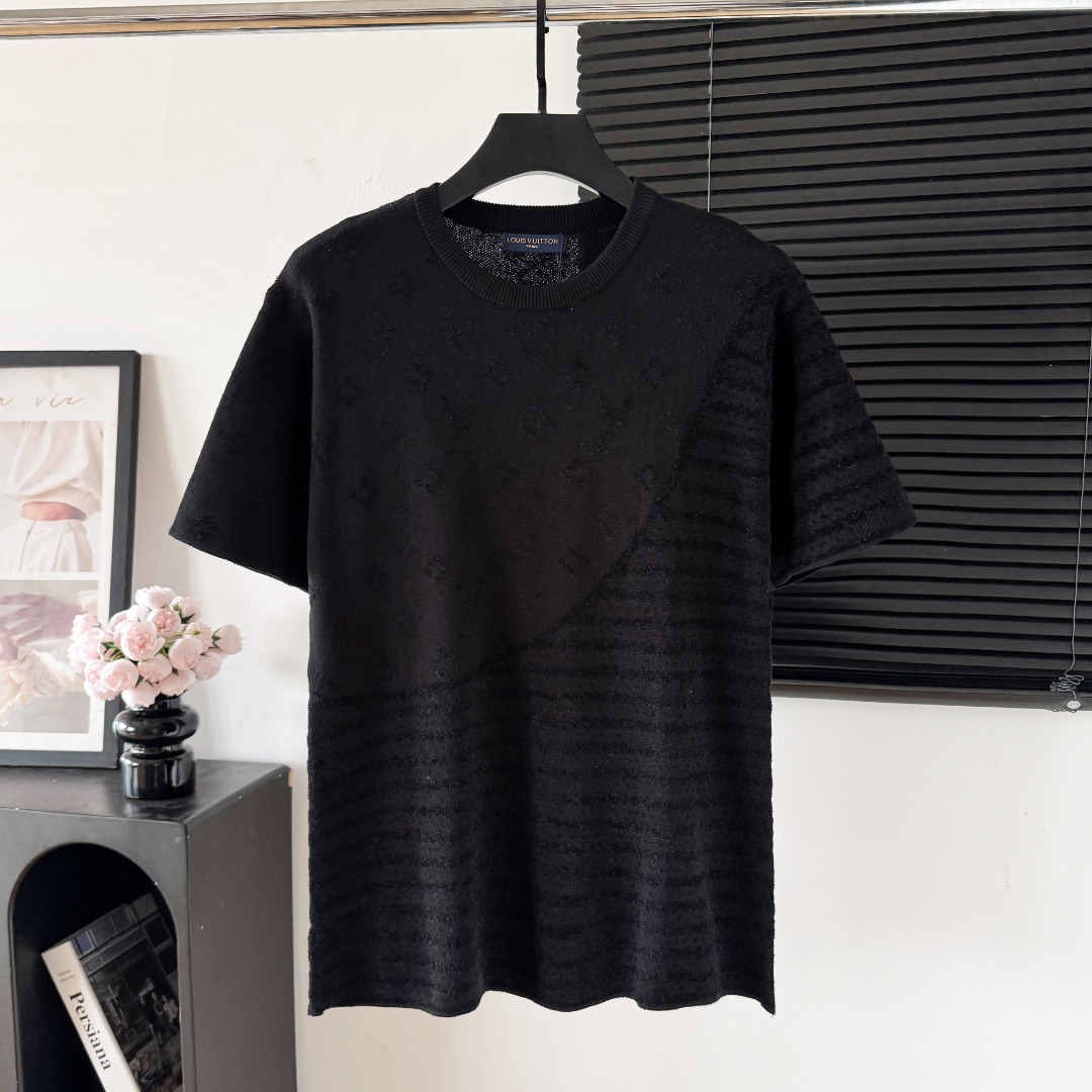 P95 Louis Vuitton/Louis Vuitton camiseta de manga corta con logo lv, ¡lo último de primavera-verano! Tejido italiano im…