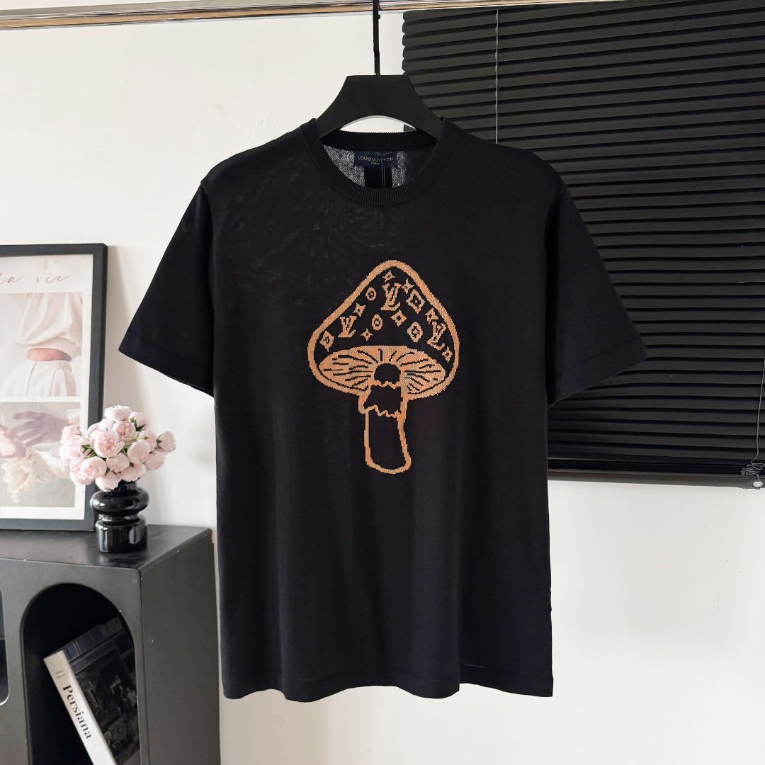 P85 Louis Vuitton/Louis Vuitton, camiseta de manga corta con logotipo LV, ¡lo último de primavera/verano! Tejido italia…