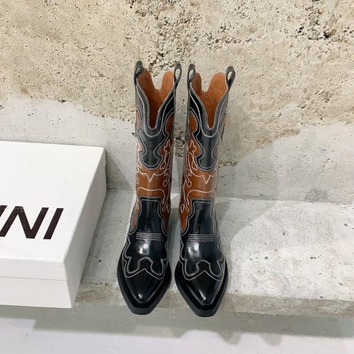 Ganni Western Cowboy Boots - Stylish Retro Boots for Women, Calfskin Leather 1 Ganni Western Cowboy Boots - Stylish Retro Boots for Women, Calfskin Leather