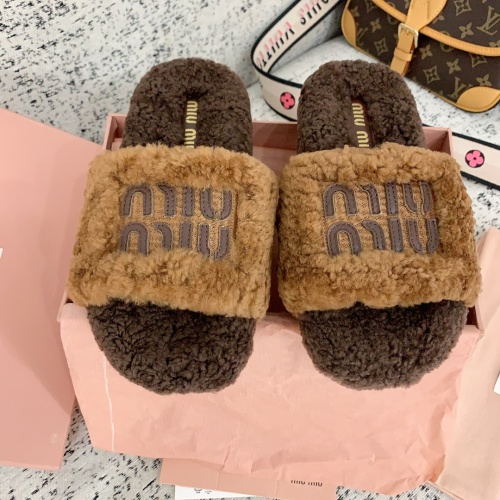 Miu Miu Women's Shearling Wool Slippers Fuzzy Warm Thick Bottom Flats 2 Miu Miu Women's Shearling Wool Slippers Fuzzy Warm Thick Bottom Flats