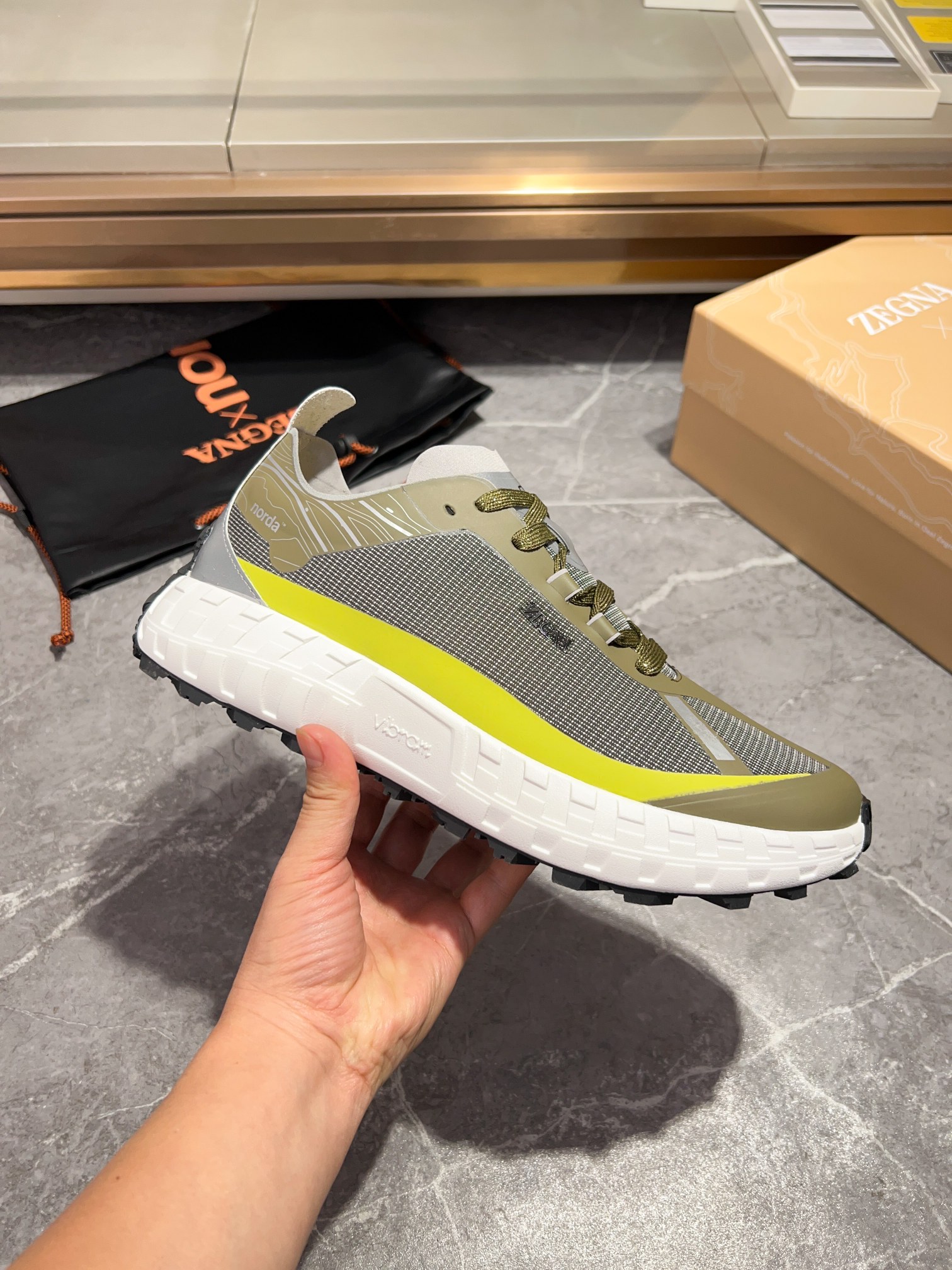 Zegna X Norda Men's Olive Green Athletic Running Shoes | Breathable, Comfortable 6 a1702042725892 0346