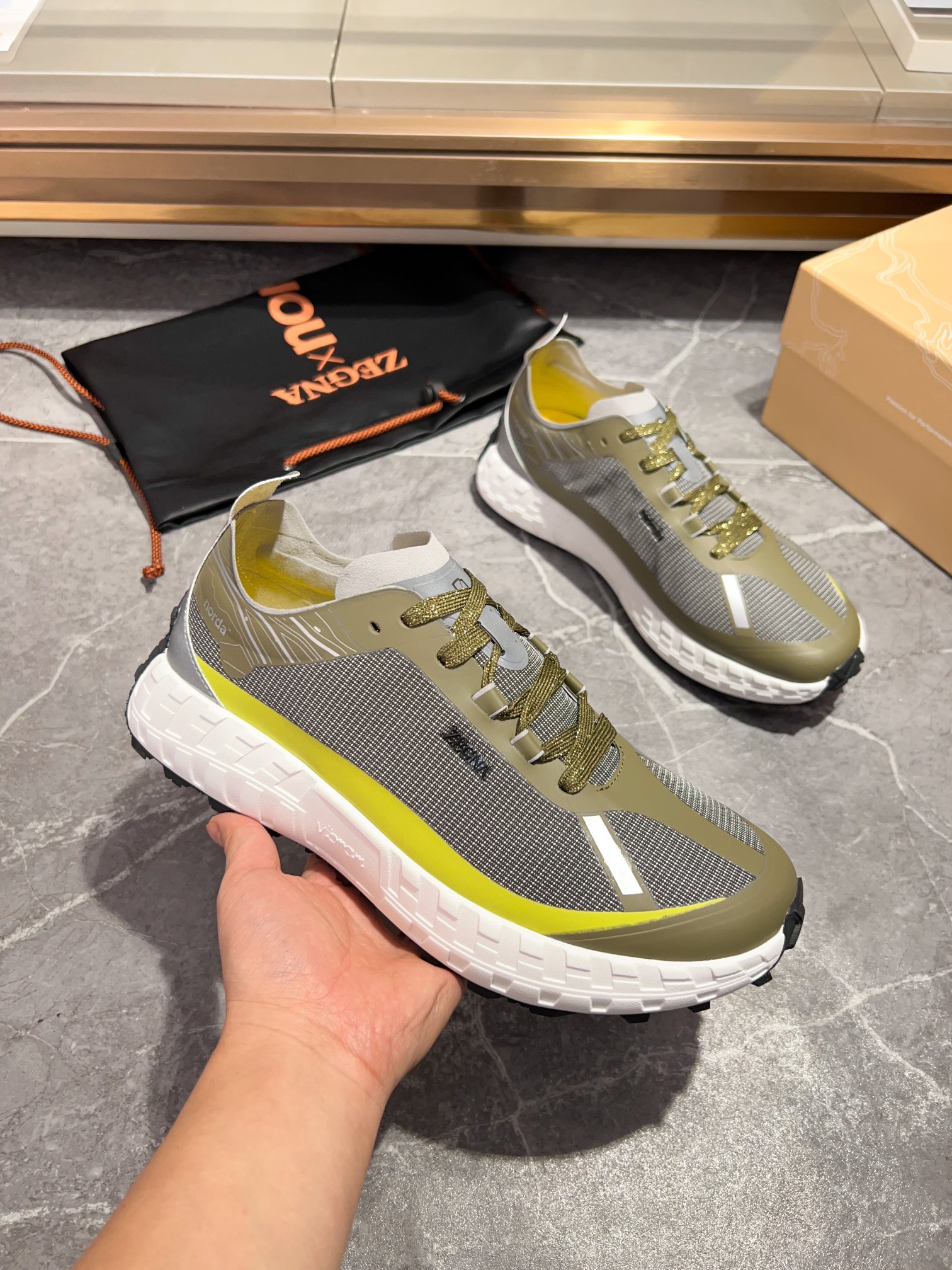 Zegna X Norda Men's Olive Green Athletic Running Shoes | Breathable, Comfortable 3 a1702042725952 6673