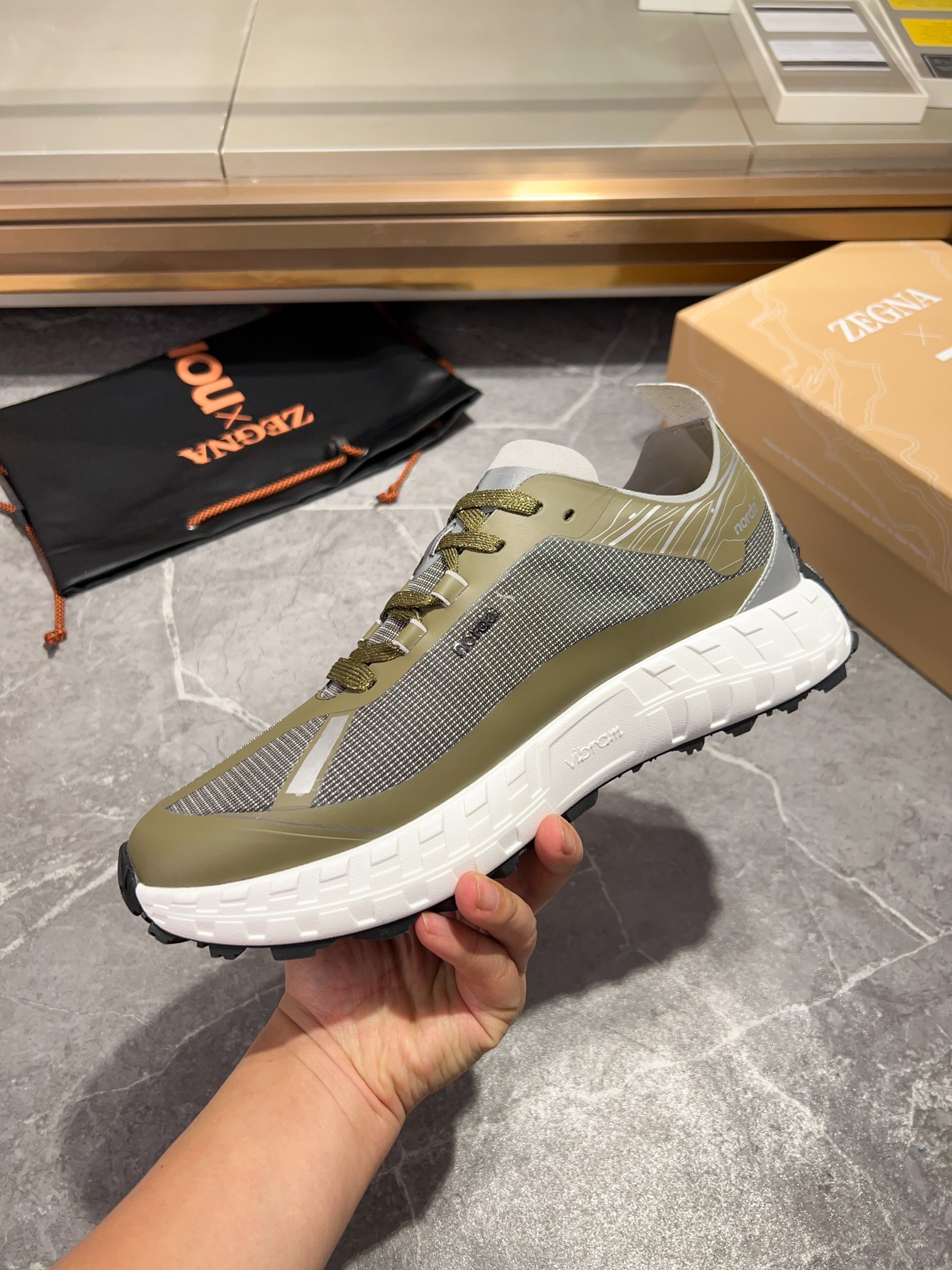 Zegna X Norda Men's Olive Green Athletic Running Shoes | Breathable, Comfortable 7 a1702042726170 3451
