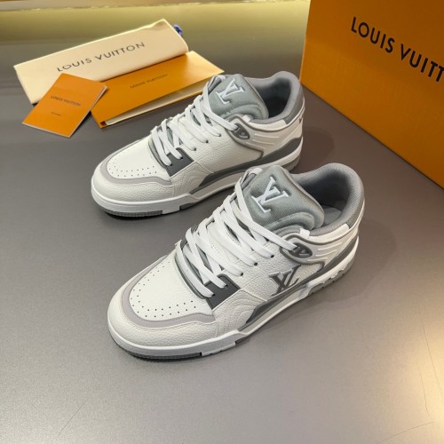 Louis Vuitton Trainer Sneaker White/Gray Leather Monogram Flower Outsole 1 Louis Vuitton Trainer Sneaker White/Gray Leather Monogram Flower Outsole