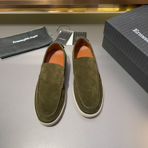 Ermenegildo Zegna Garonne Flex Olive Green Leather Loafers Shoes 1 Ermenegildo Zegna Garonne Flex Olive Green Leather Loafers Shoes