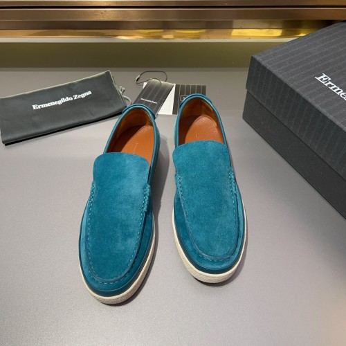 Ermenegildo Zegna Garonne Flex Loafers in Blue Suede Leather 1 Ermenegildo Zegna Garonne Flex Loafers in Blue Suede Leather