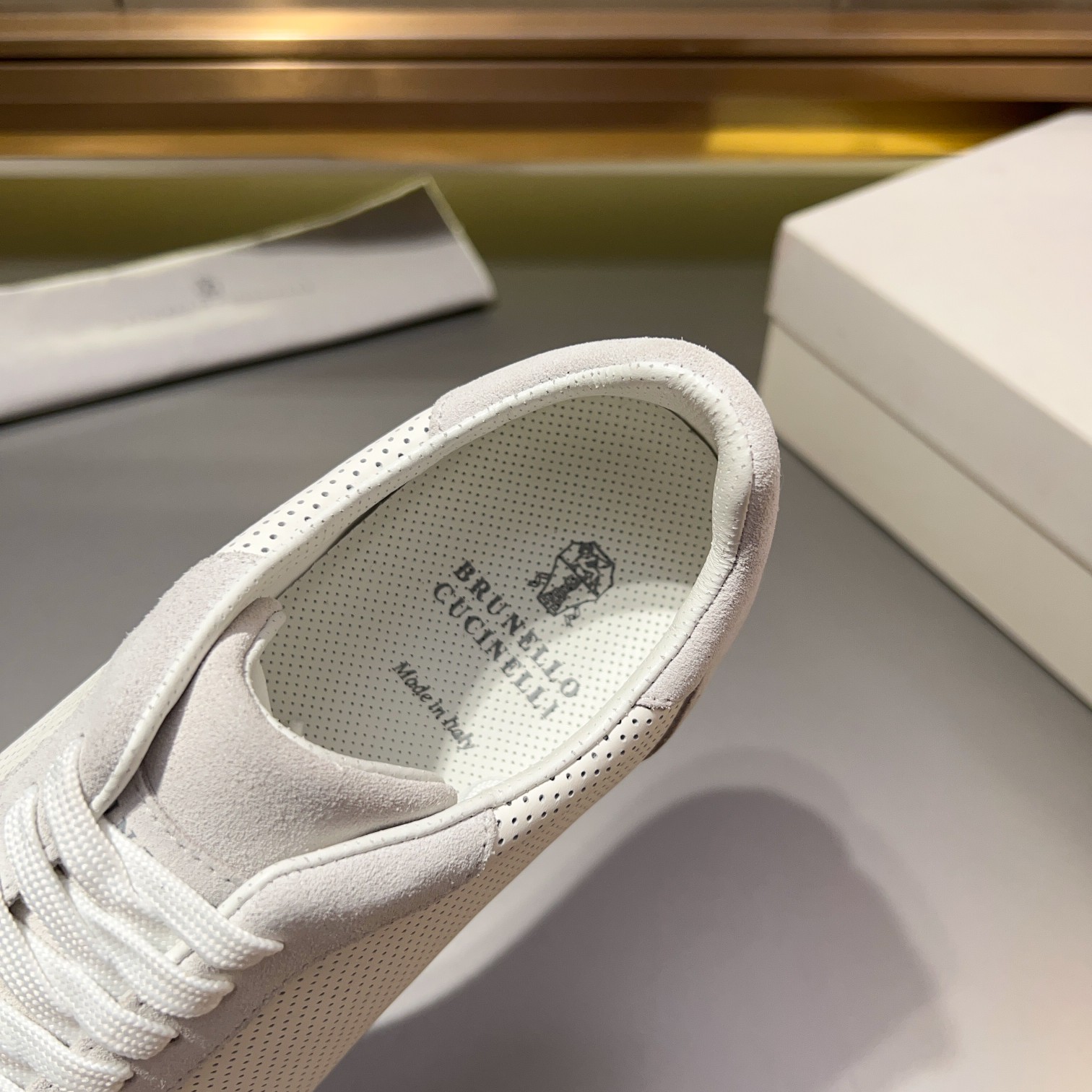Brunello Cucinelli Men's White Leather & Suede Lace-Up Sneakers 5 a1713353647362 6543
