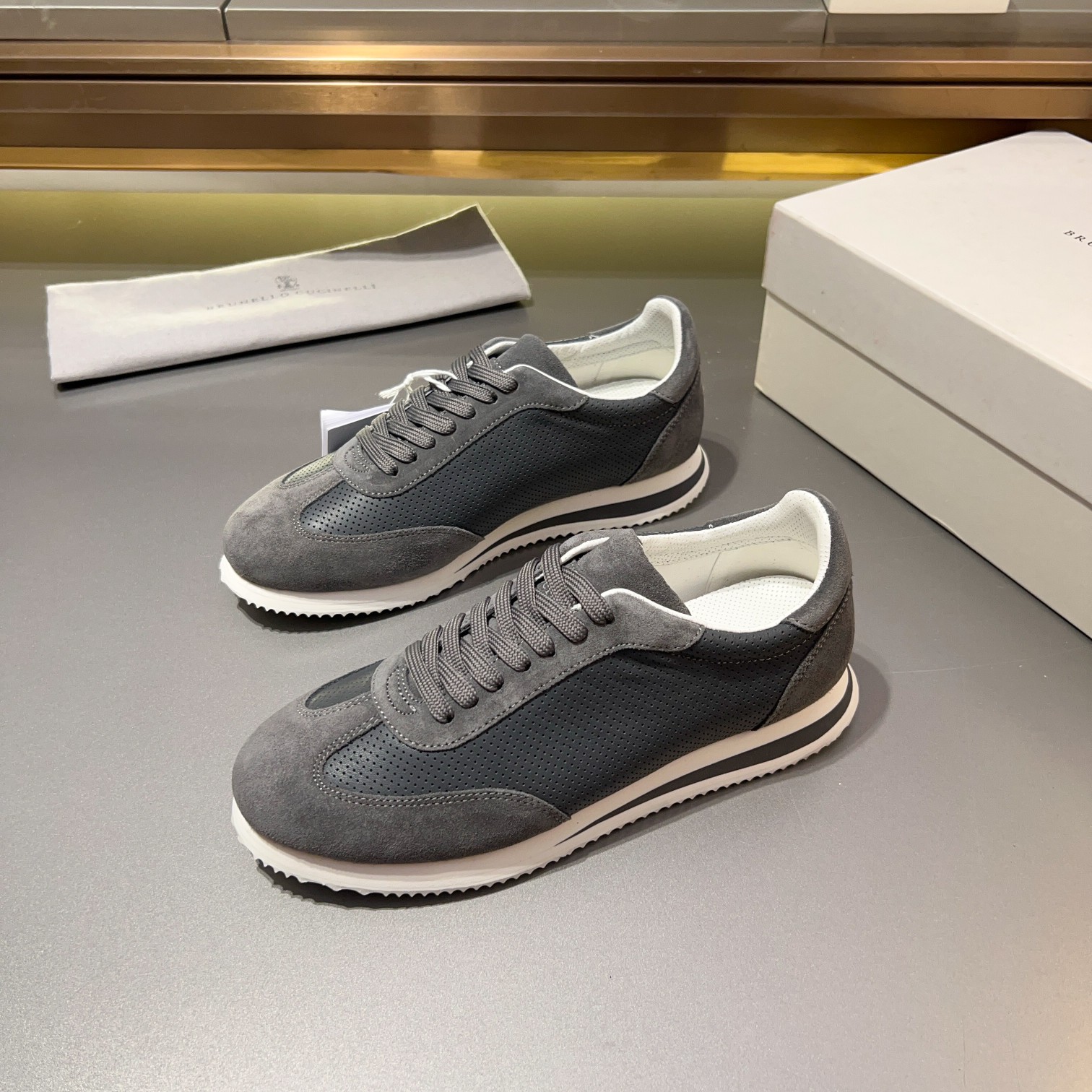 Brunello Cucinelli Men's Suede & Leather Lace-Up Sneakers - Comfortable & Stylish 3 a1713353668011 8744