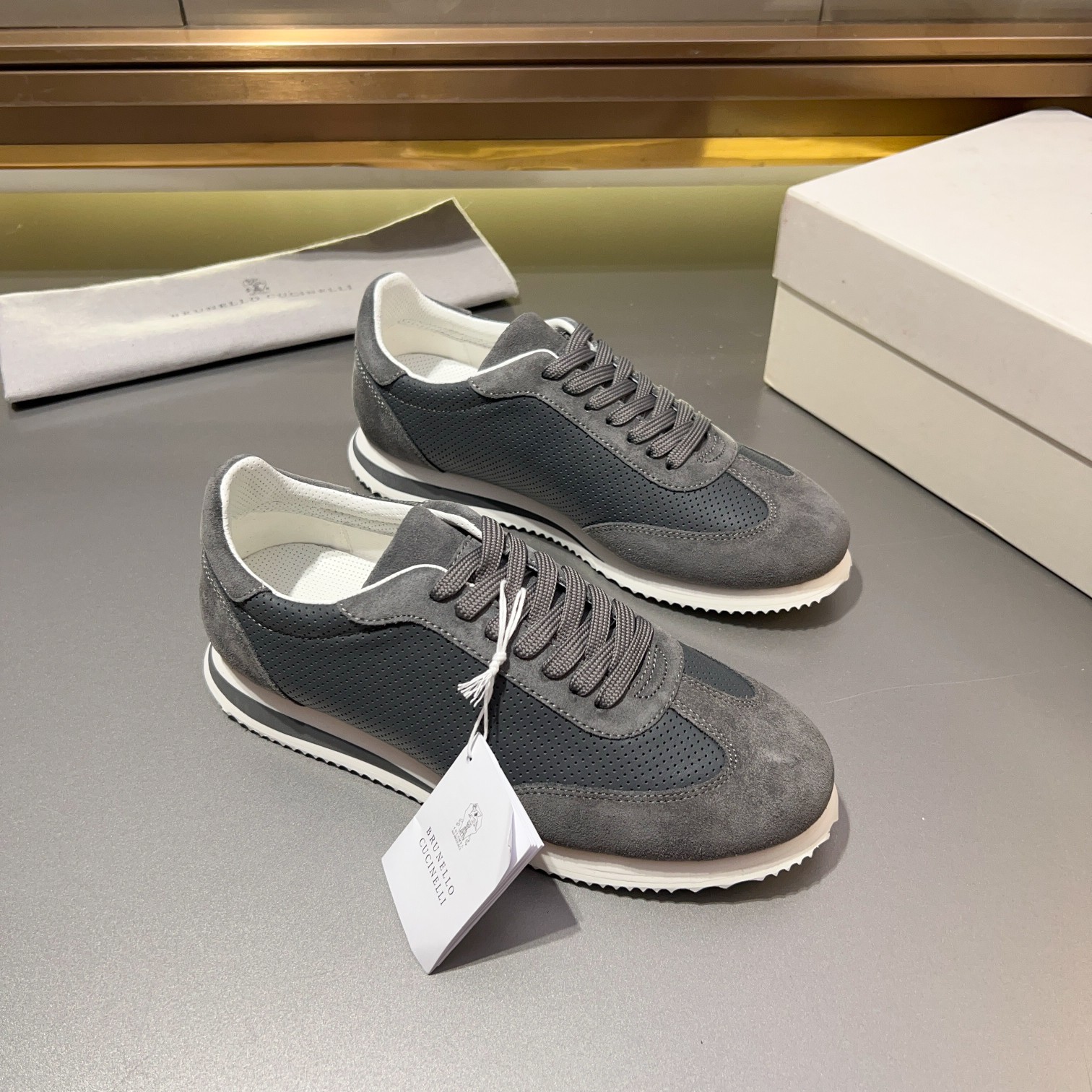Brunello Cucinelli Men's Suede & Leather Lace-Up Sneakers - Comfortable & Stylish 10 a1713353669074 5736
