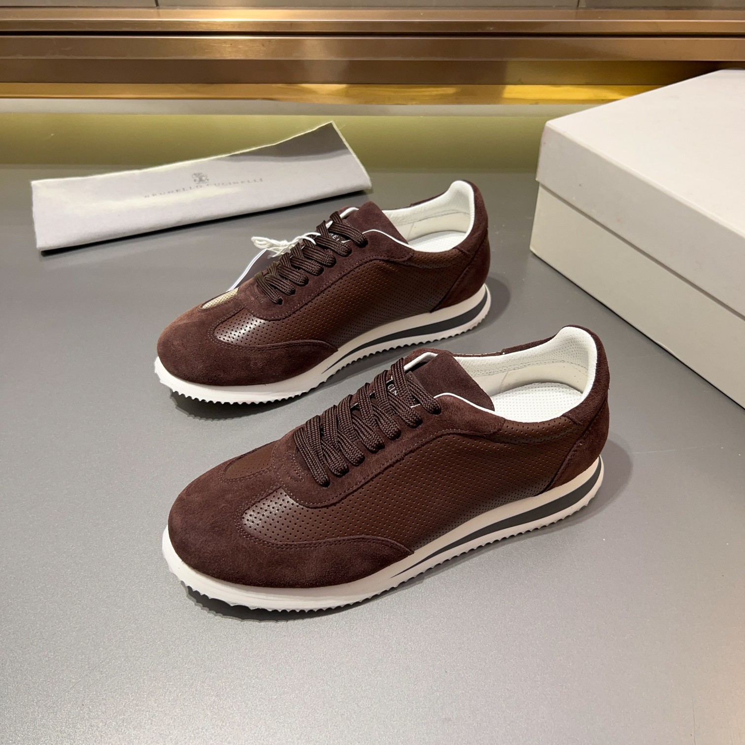 Brunello Cucinelli Men's Leather & Suede Lace-Up Casual Sneakers 3 a1713353686577 4612