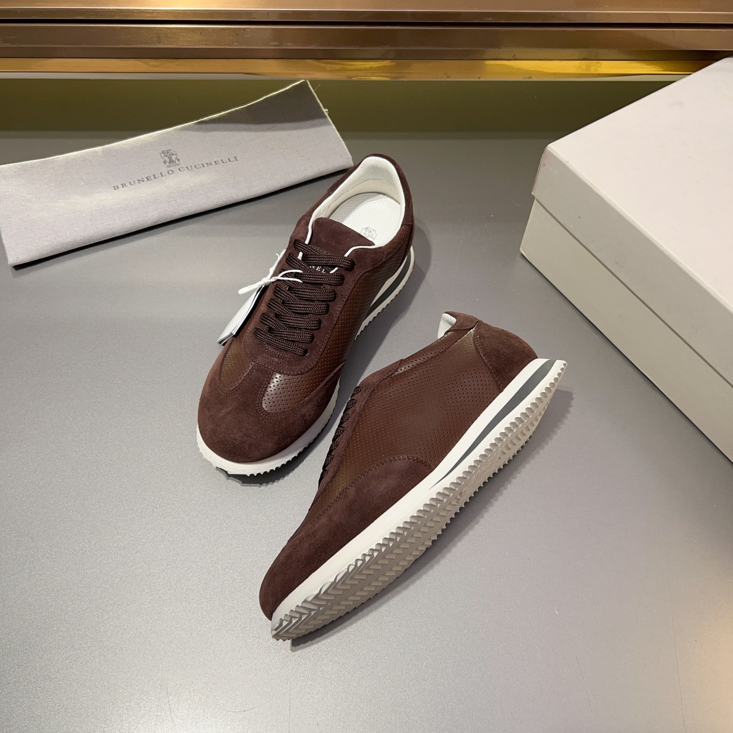 Brunello Cucinelli Men's Leather & Suede Lace-Up Casual Sneakers 9 a1713353687573 8872