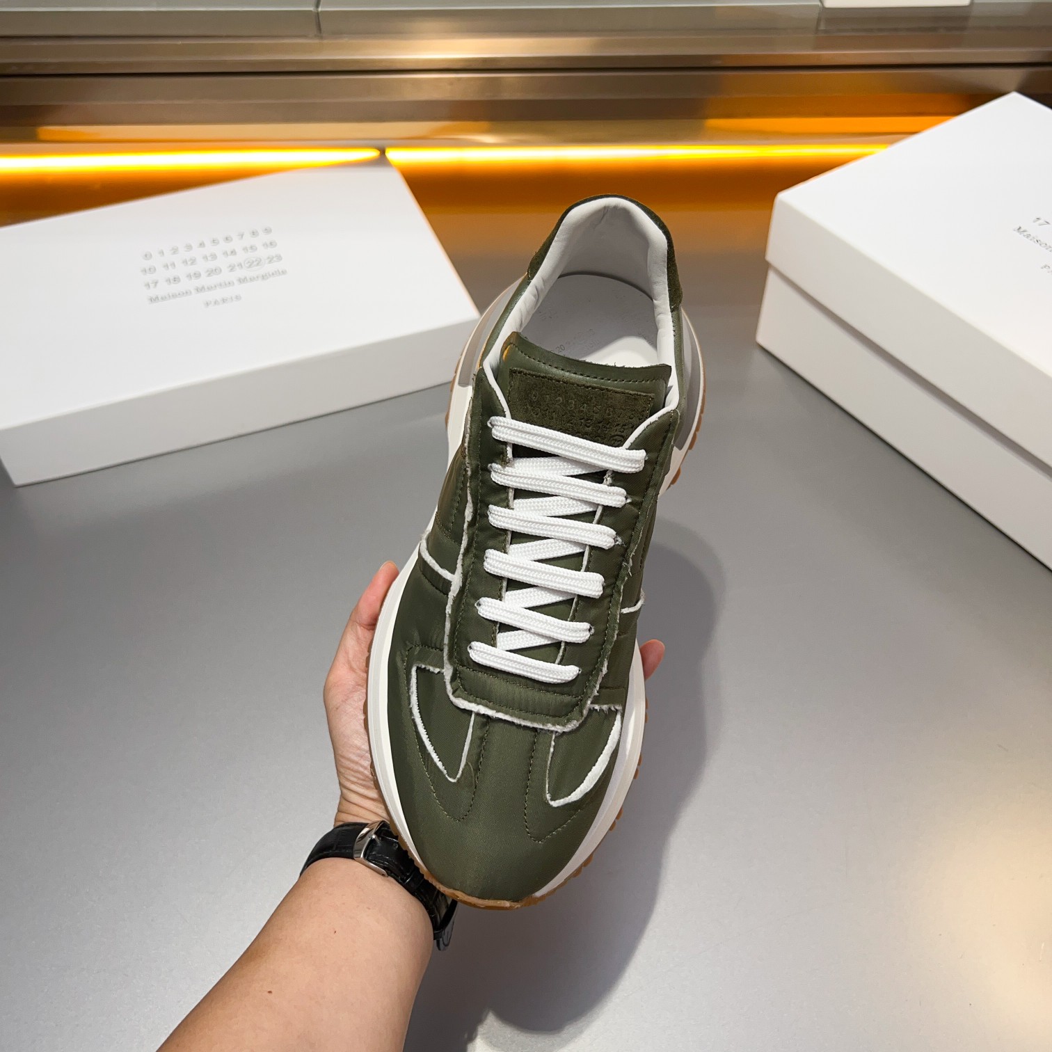 Maison Margiela MM6 Replica Retro Trainer Sneakers - Olive Green 7 a1714958196236 3803