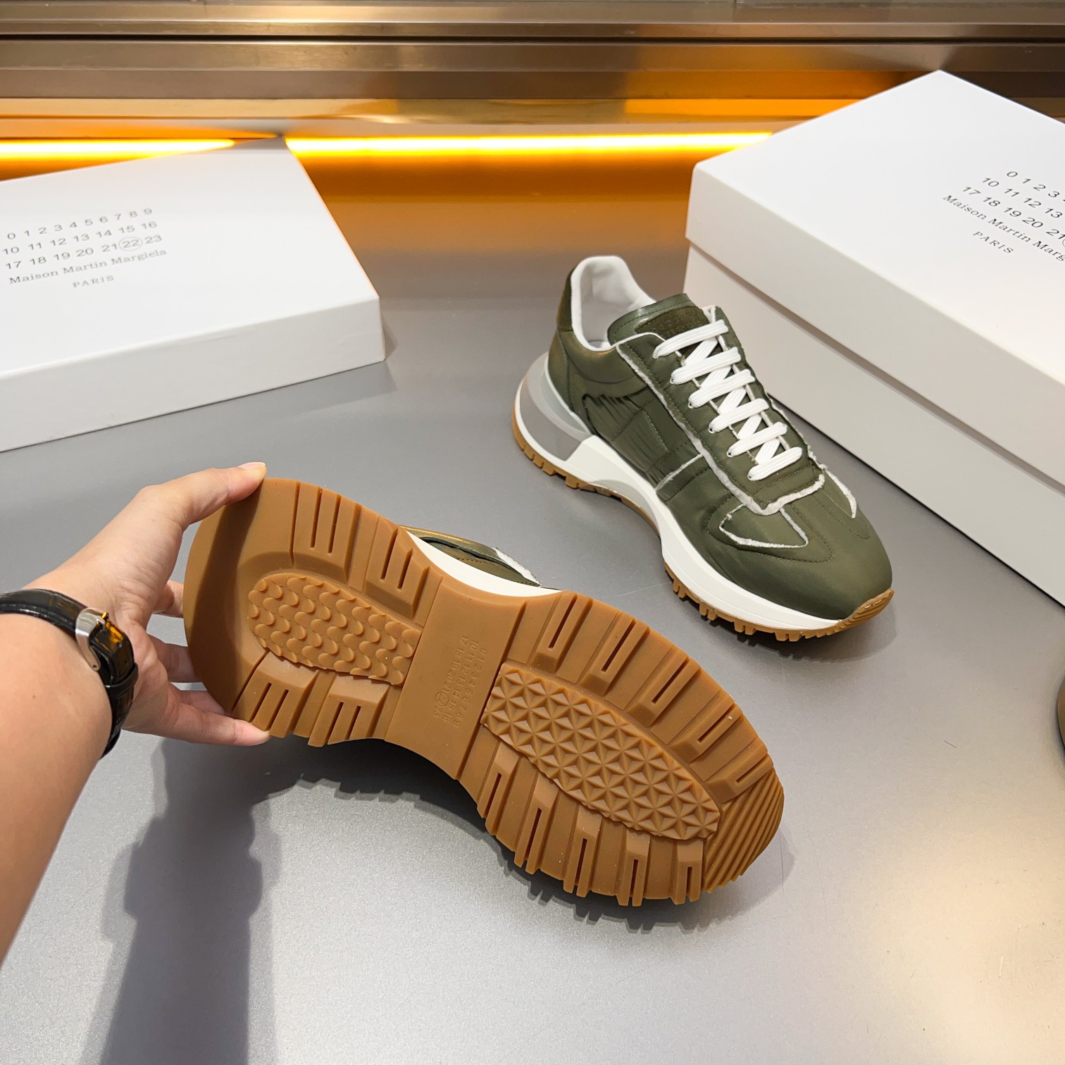 Maison Margiela MM6 Replica Retro Trainer Sneakers - Olive Green 4 a1714958196238 8872