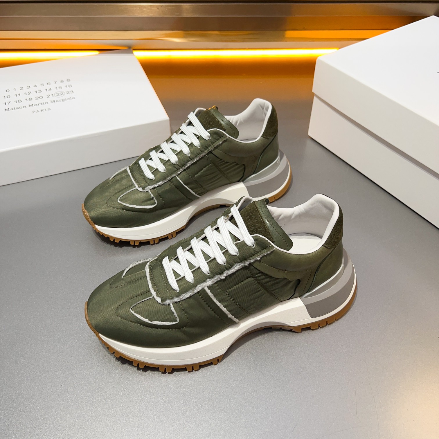 Maison Margiela MM6 Replica Retro Trainer Sneakers - Olive Green 3 a1714958196239 4021