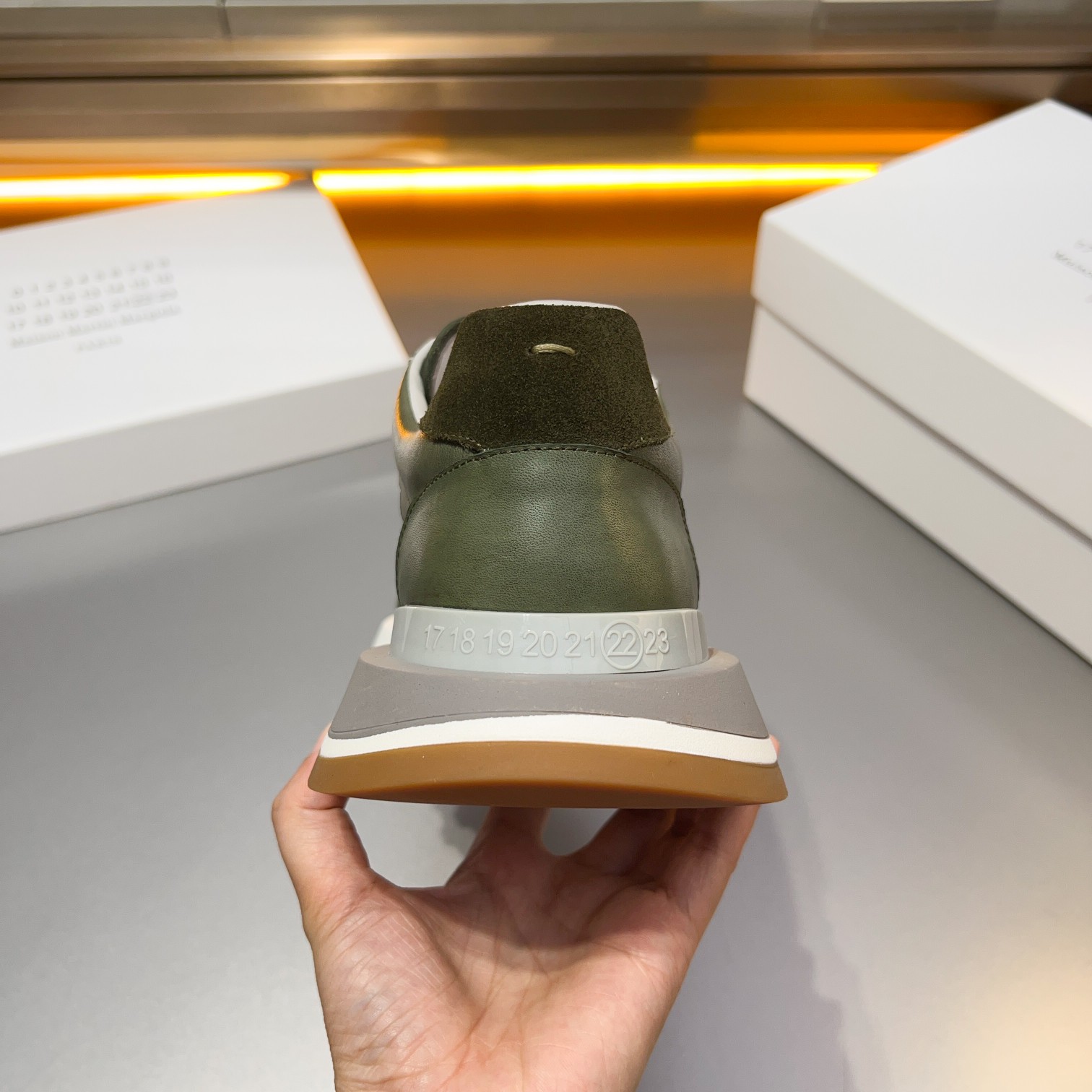 Maison Margiela MM6 Replica Retro Trainer Sneakers - Olive Green 5 a1714958196370 8014