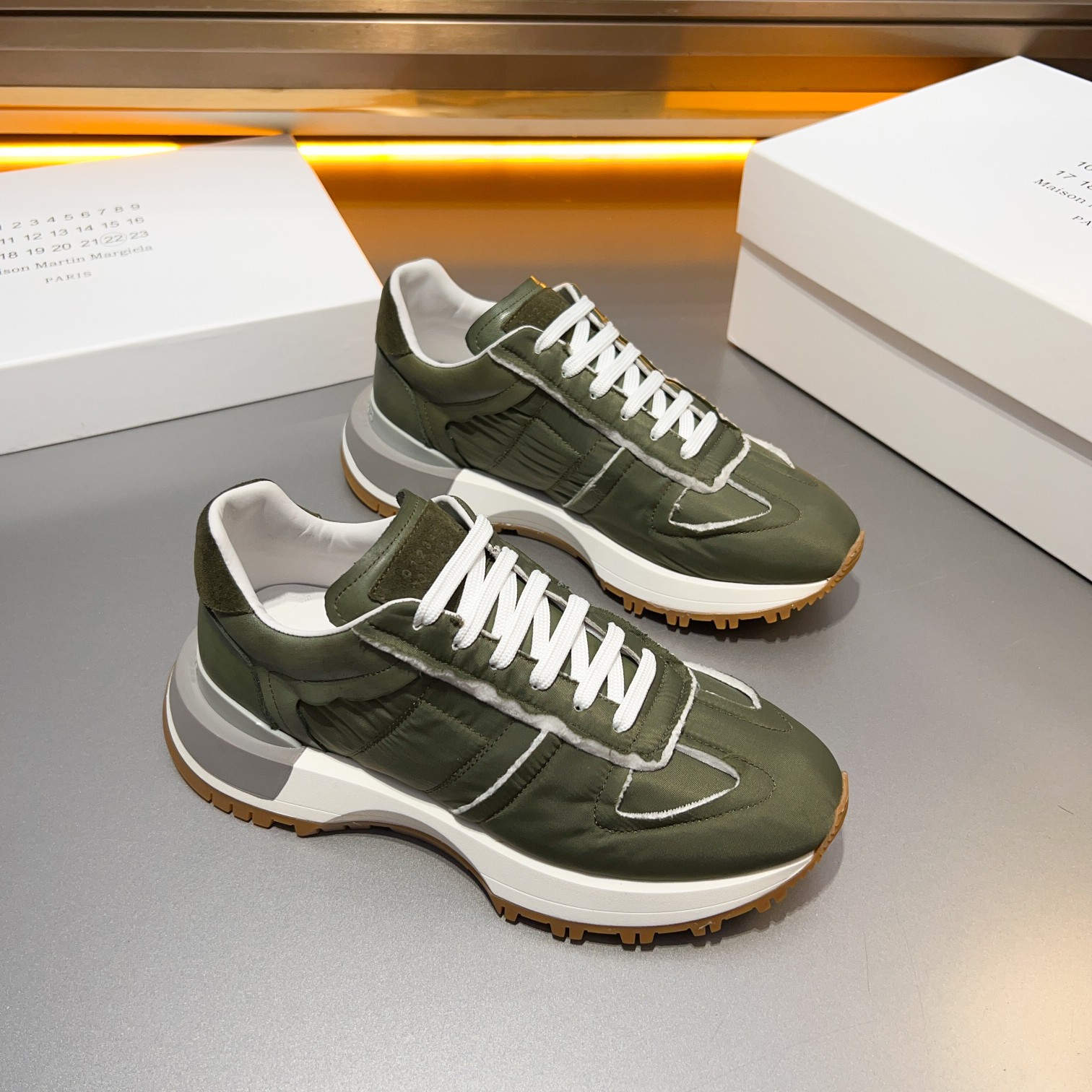 Maison Margiela MM6 Replica Retro Trainer Sneakers - Olive Green 9 a1714958197737 7260