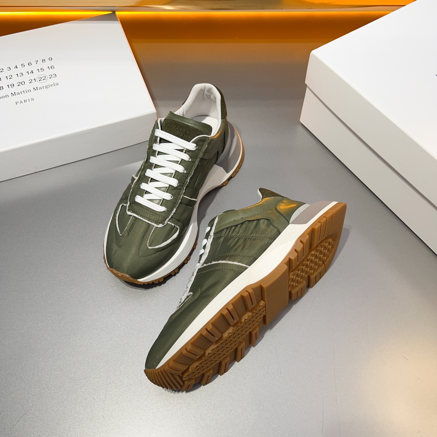 Maison Margiela MM6 Replica Retro Trainer Sneakers - Olive Green 10 a1714958197796 6521