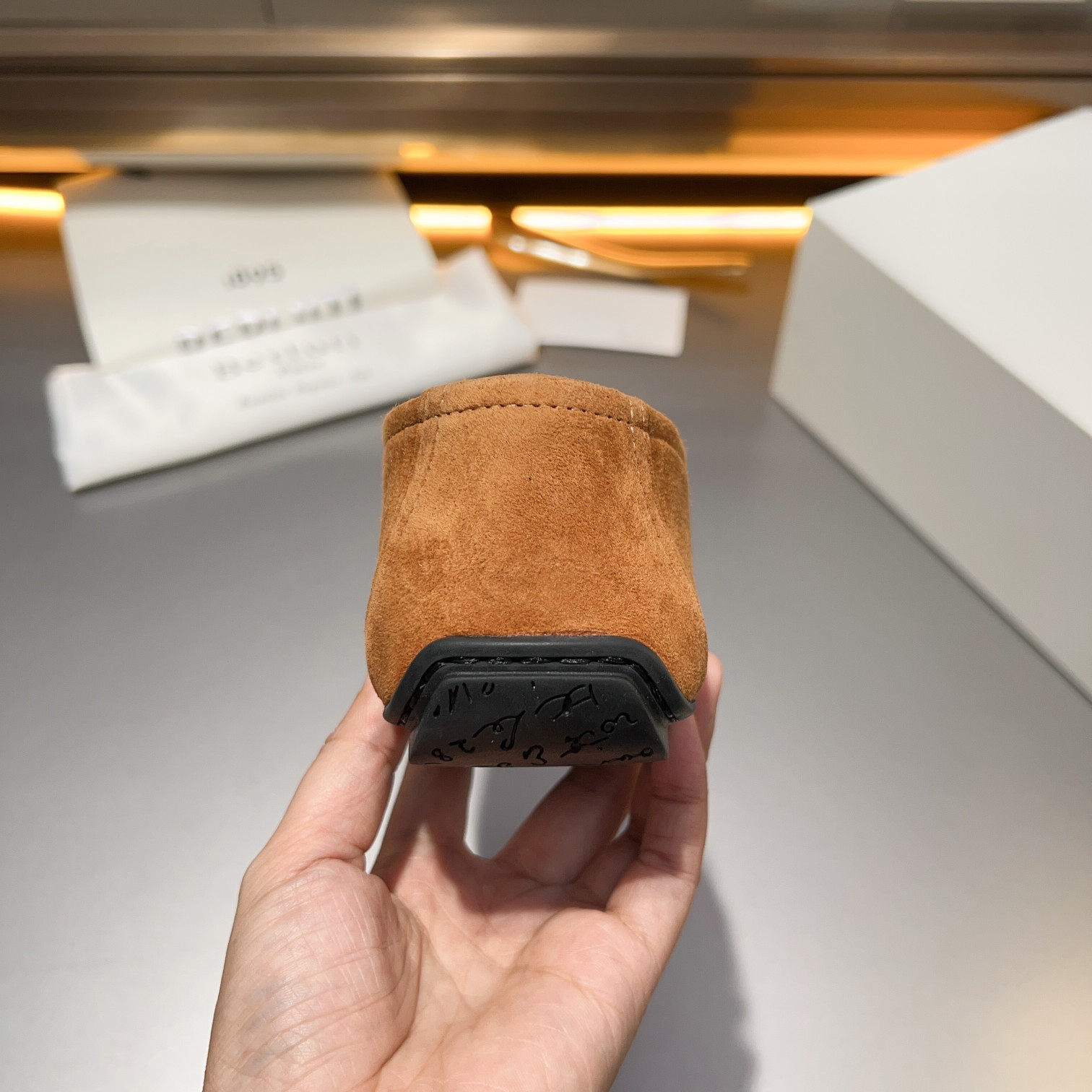 Berluti/Bruti Eden Scritto gráfico de cuero penny loafers modelos de los hombres slip-on, hecha de c