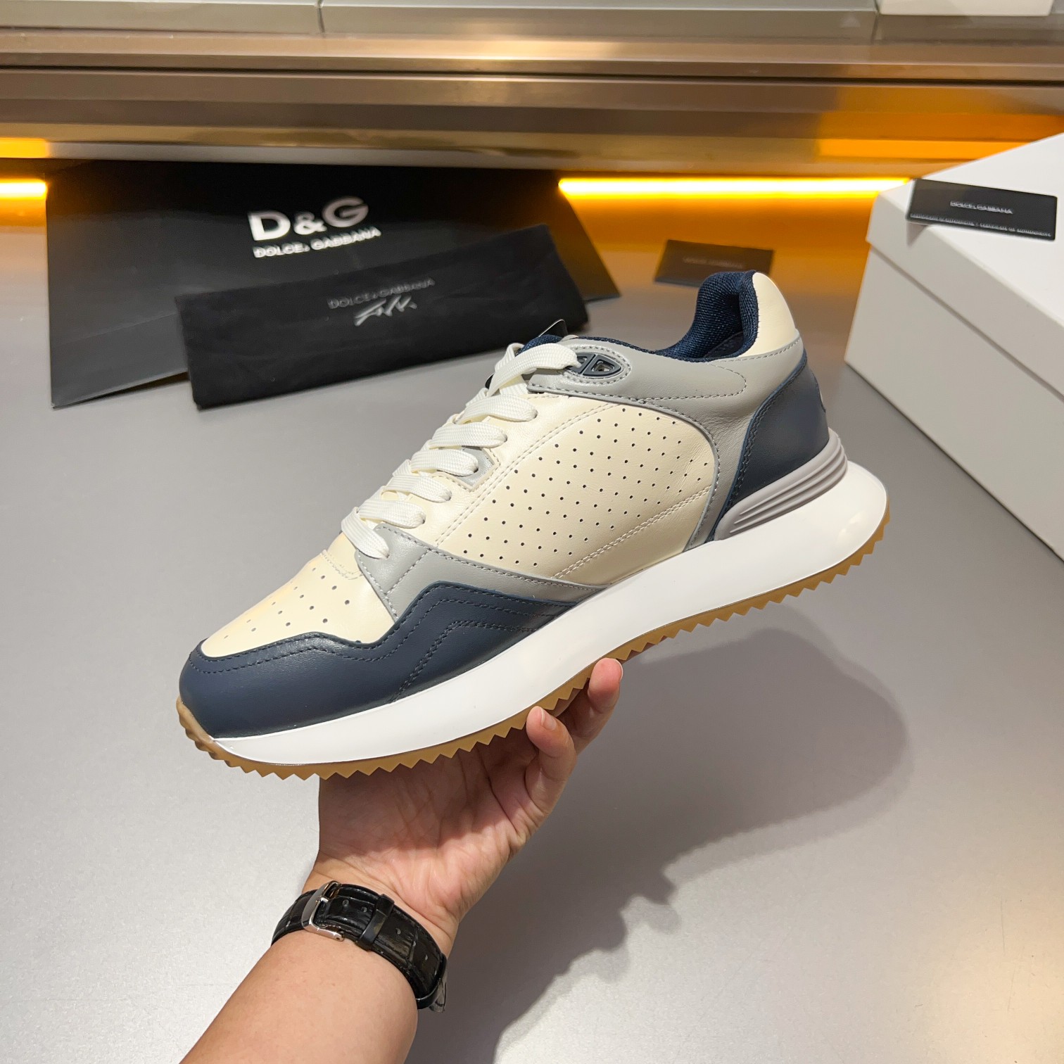 D&G Dolce & Gabbana 2024 principios de la primavera Nuevos hombres con cordones de cuero zapatillas 