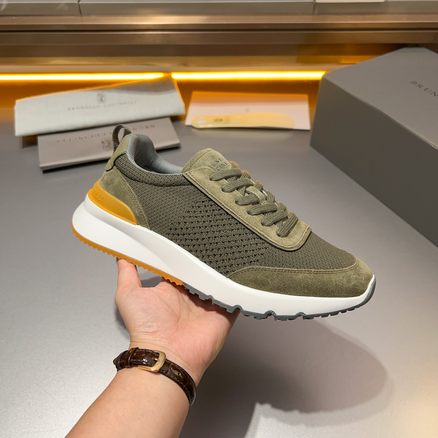 Brunello Cucinelli Primavera/Verano Nuevo Bloque de color de los zapatos de los hombres del tablero 