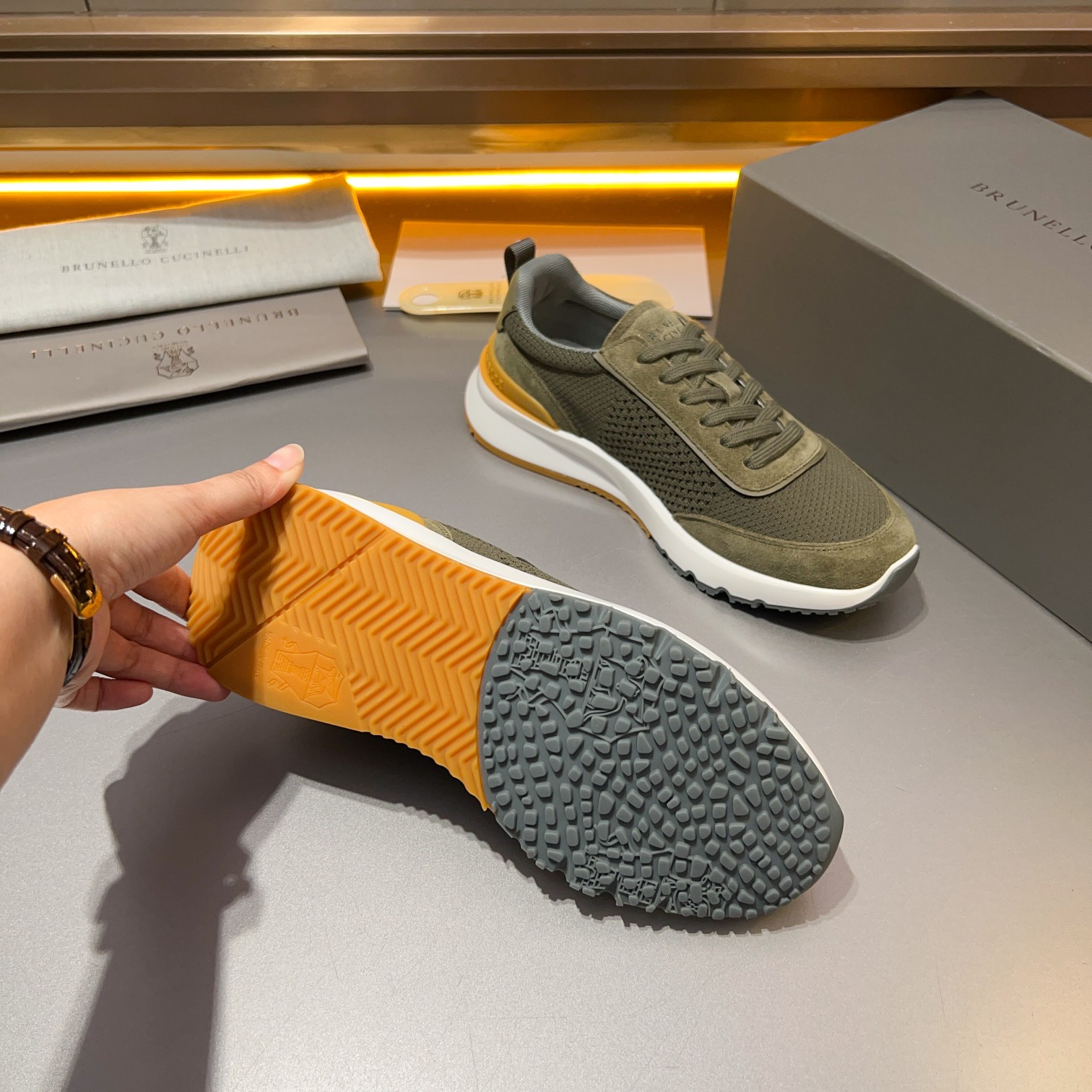 Brunello Cucinelli Primavera/Verano Nuevo Bloque de color de los zapatos de los hombres del tablero 