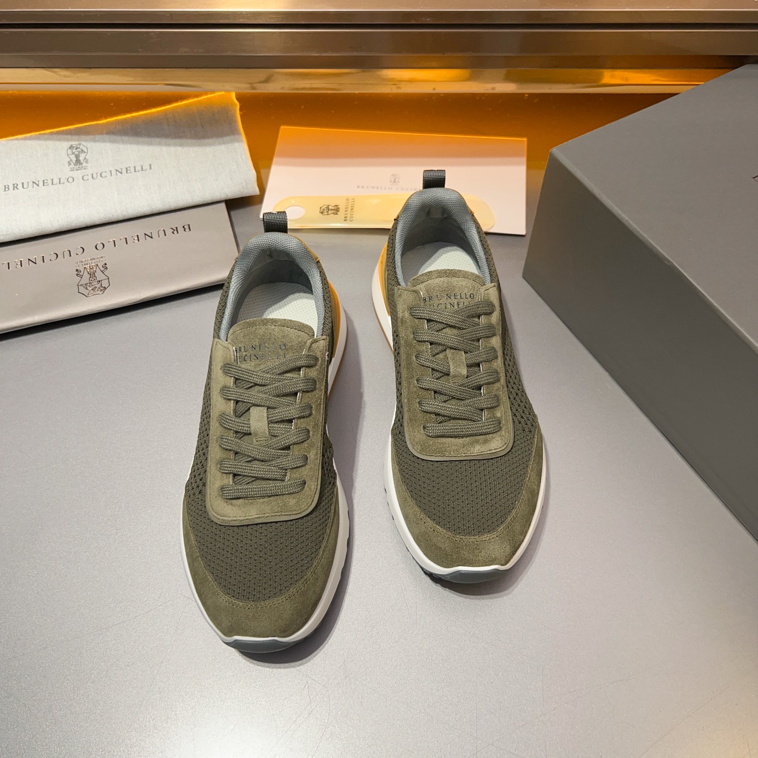 Brunello Cucinelli Primavera/Verano Nuevo Bloque de color de los zapatos de los hombres del tablero 
