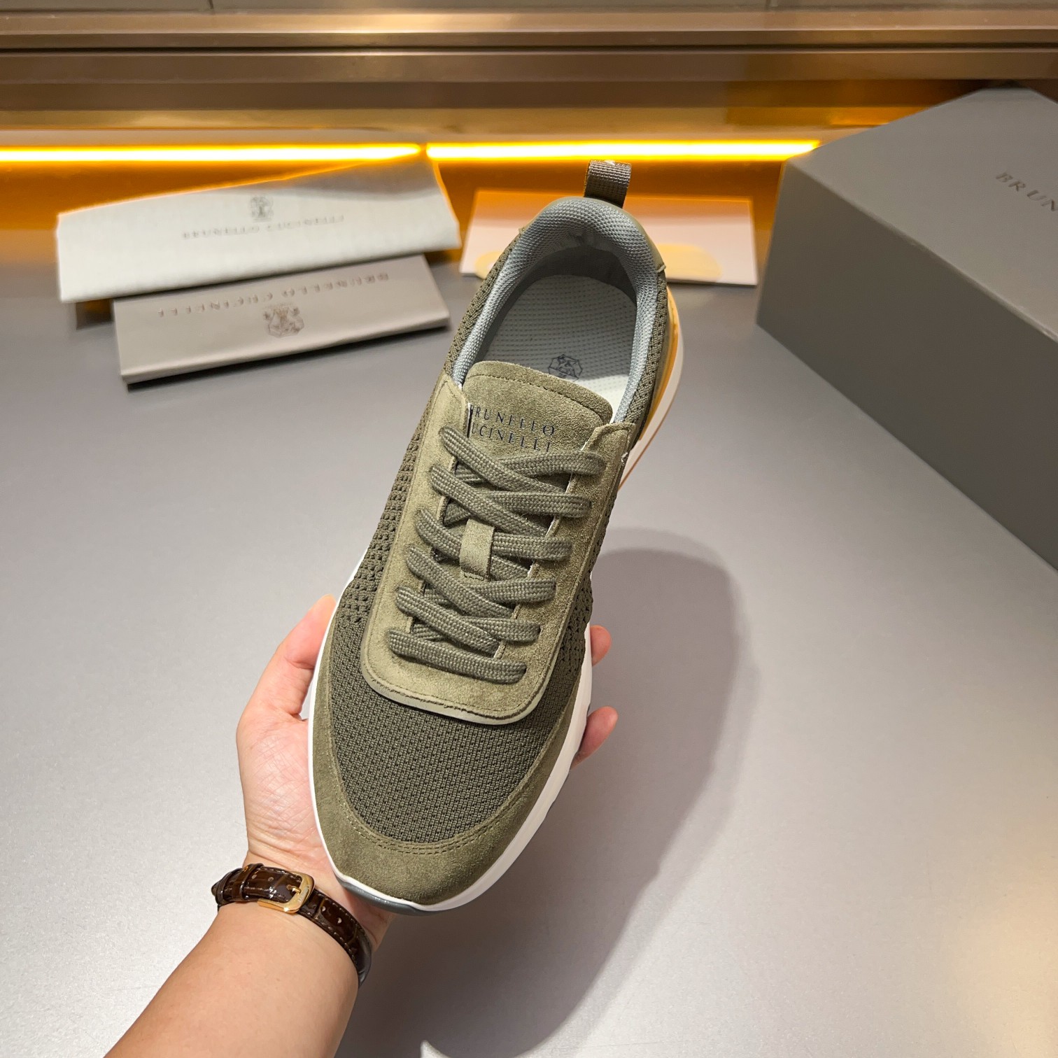 Brunello Cucinelli Primavera/Verano Nuevo Bloque de color de los zapatos de los hombres del tablero 
