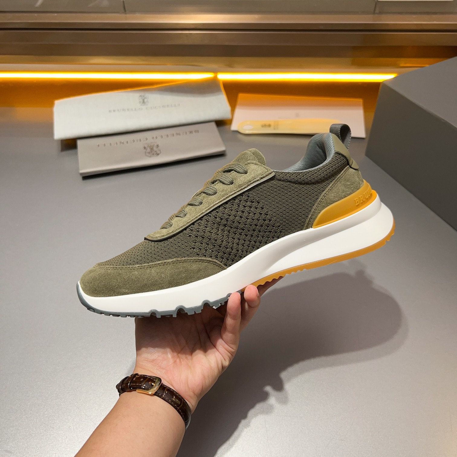 Brunello Cucinelli Primavera/Verano Nuevo Bloque de color de los zapatos de los hombres del tablero 