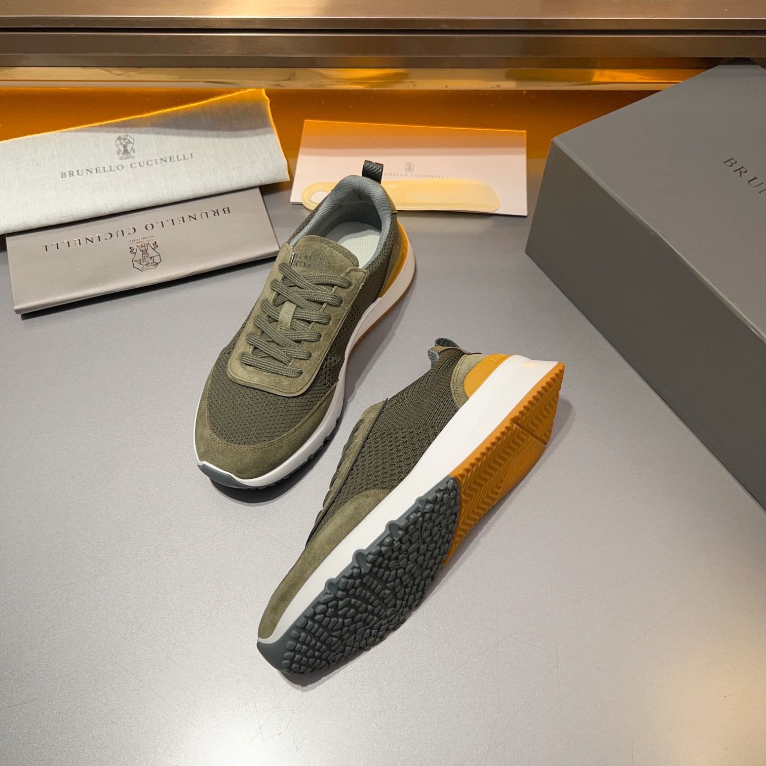 Brunello Cucinelli Primavera/Verano Nuevo Bloque de color de los zapatos de los hombres del tablero 